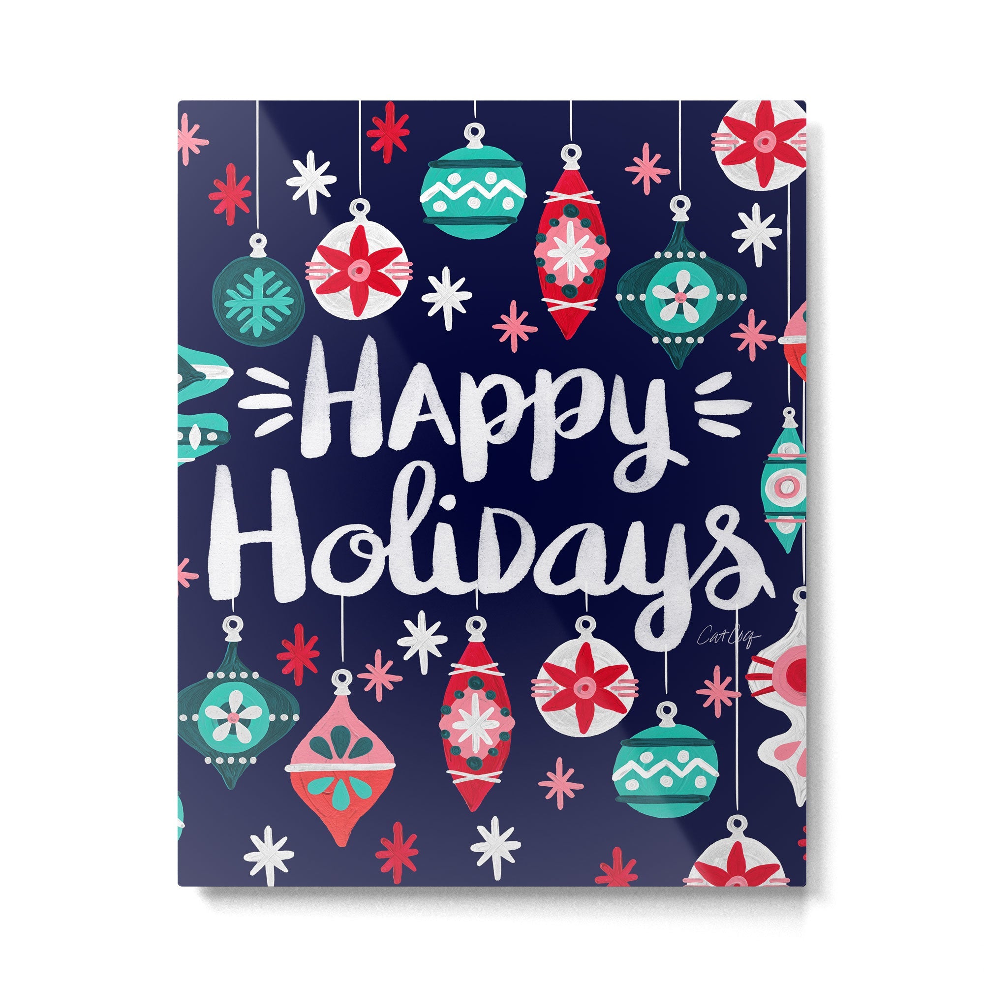 Happy Holidays - Navy Metal Print | TeksDecor