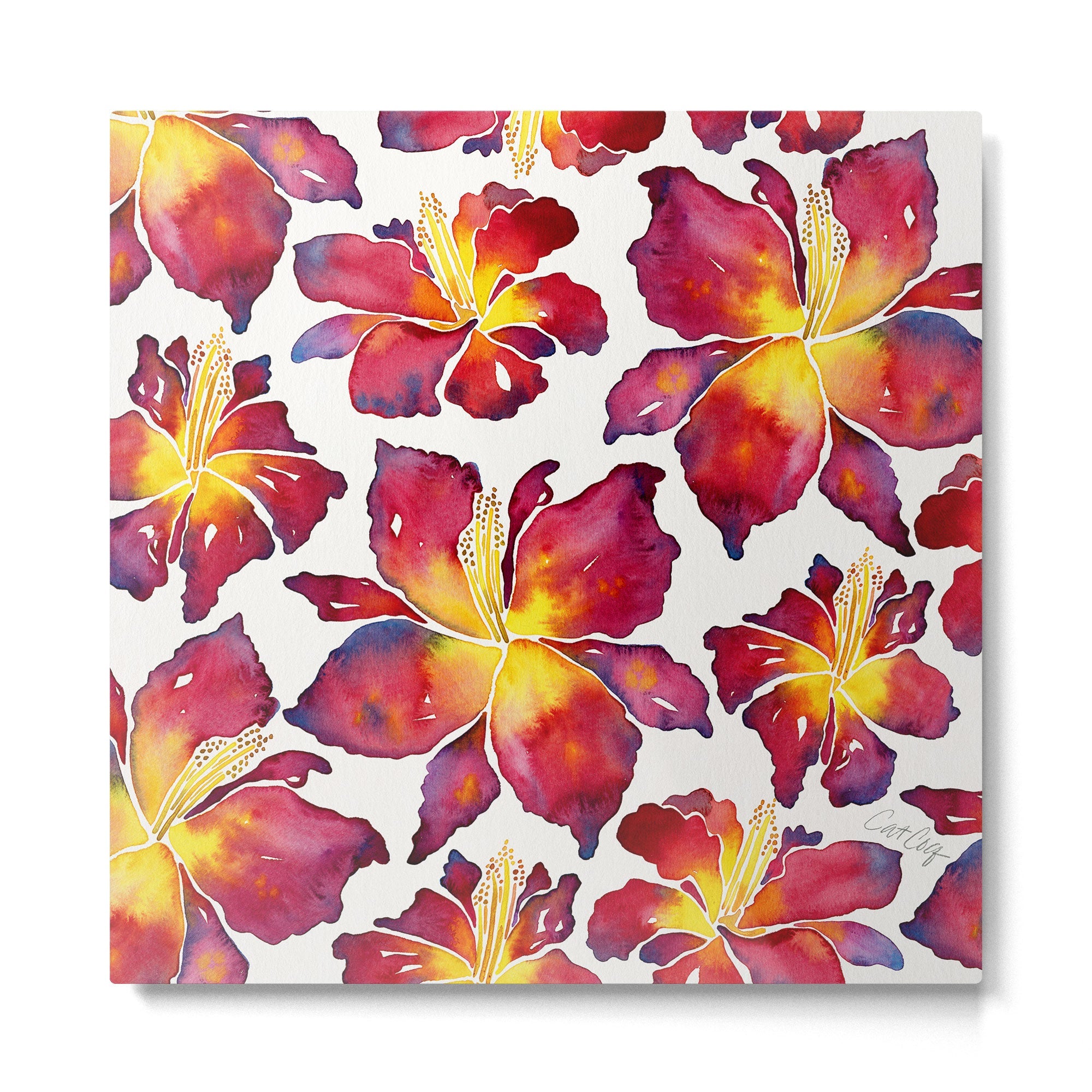 Iris Bloom - Red Palette Metal Print | TeksDecor