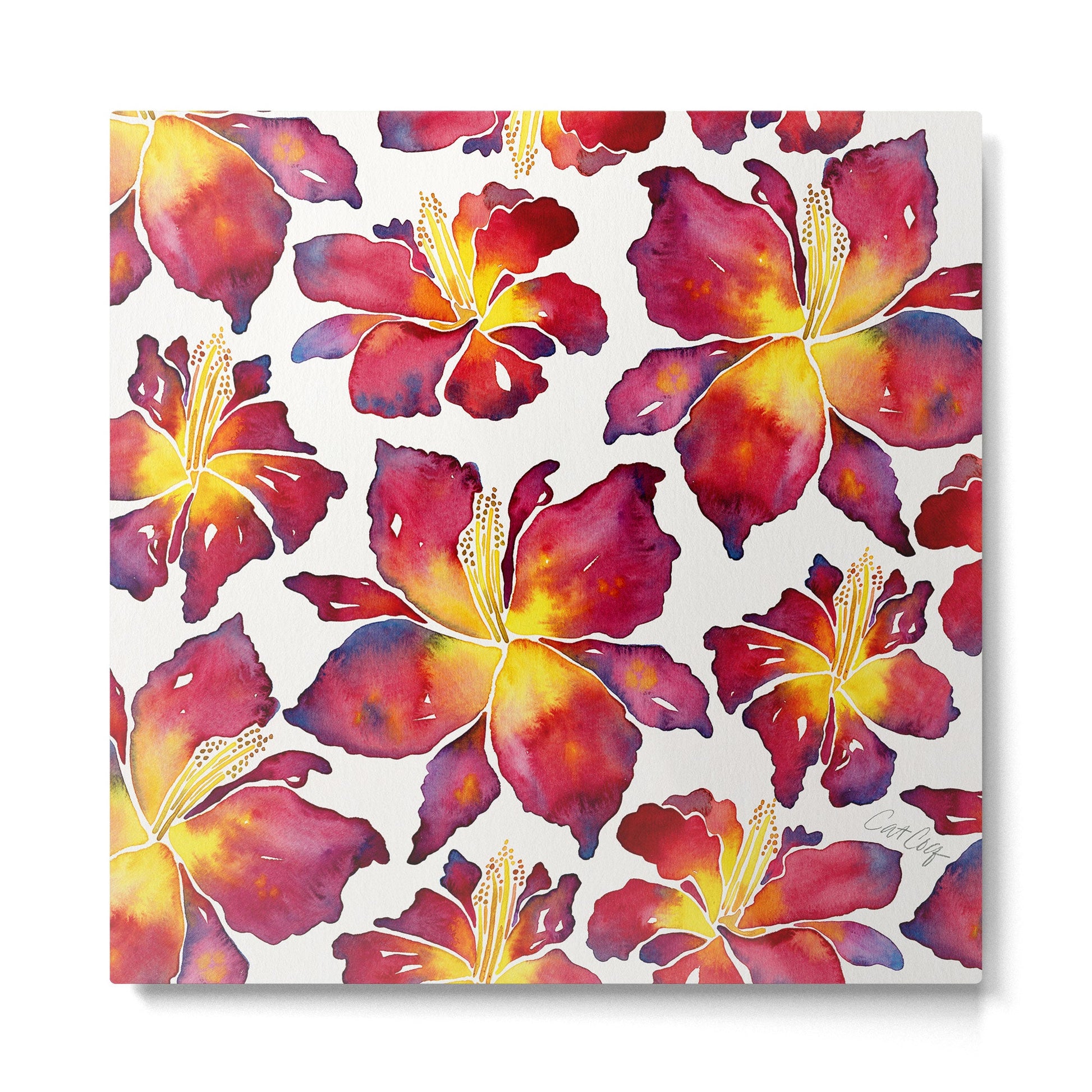 Iris Bloom - Red Palette Metal Print | TeksDecor