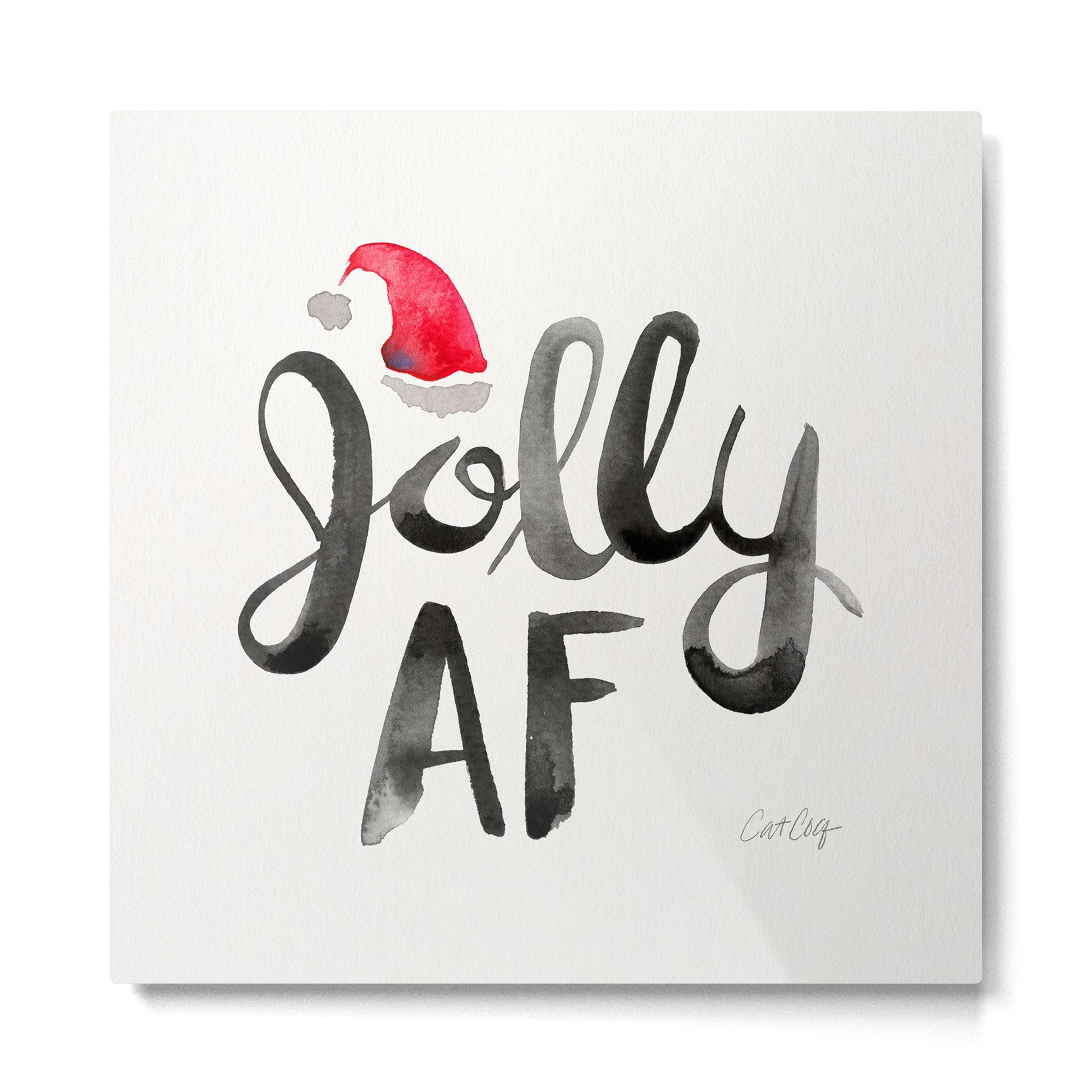 Jolly AF - Black Typography Metal Print | TeksDecor