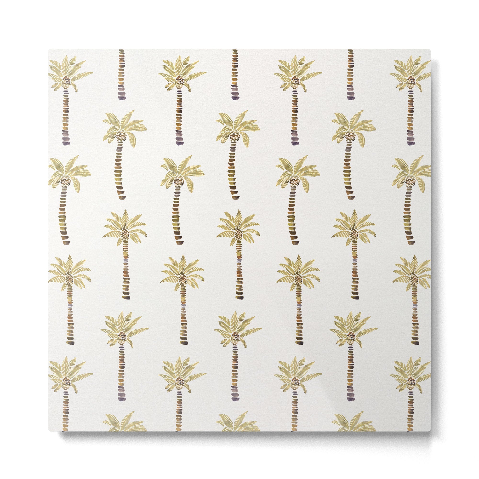 Mediterranean Palm Trees - Gold Palette Metal Print | TeksDecor