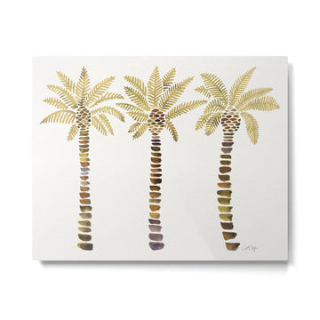 Mediterranean Palm Trees - Gold Palette Metal Print | TeksDecor
