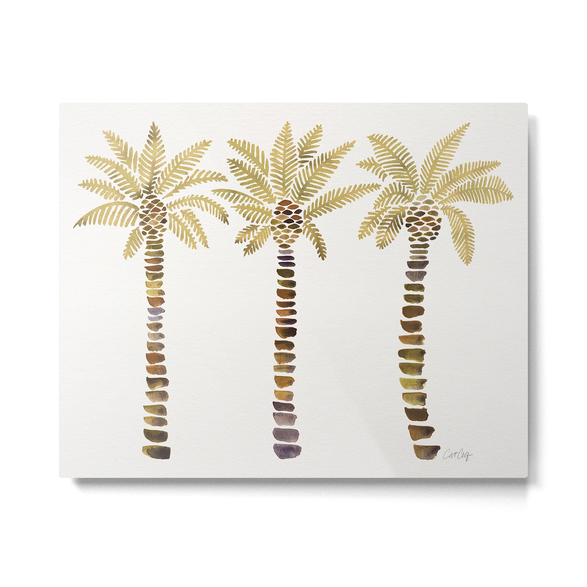 Mediterranean Palm Trees - Gold Palette Metal Print | TeksDecor