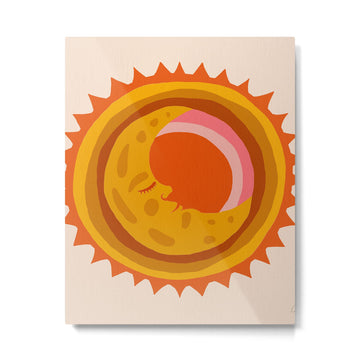 Moon Glow - Retro Ochre Metal Print | TeksDecor