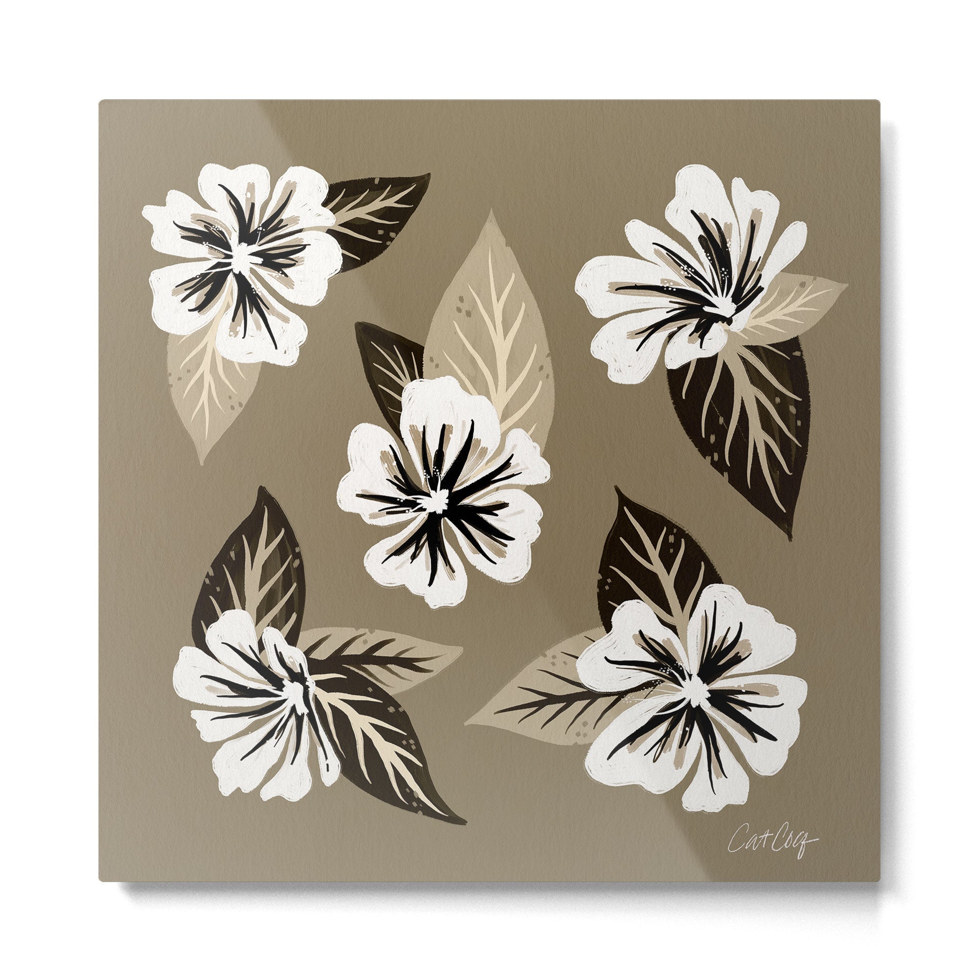 Mountain Wild Flowers - Sepia Metal Print | TeksDecor