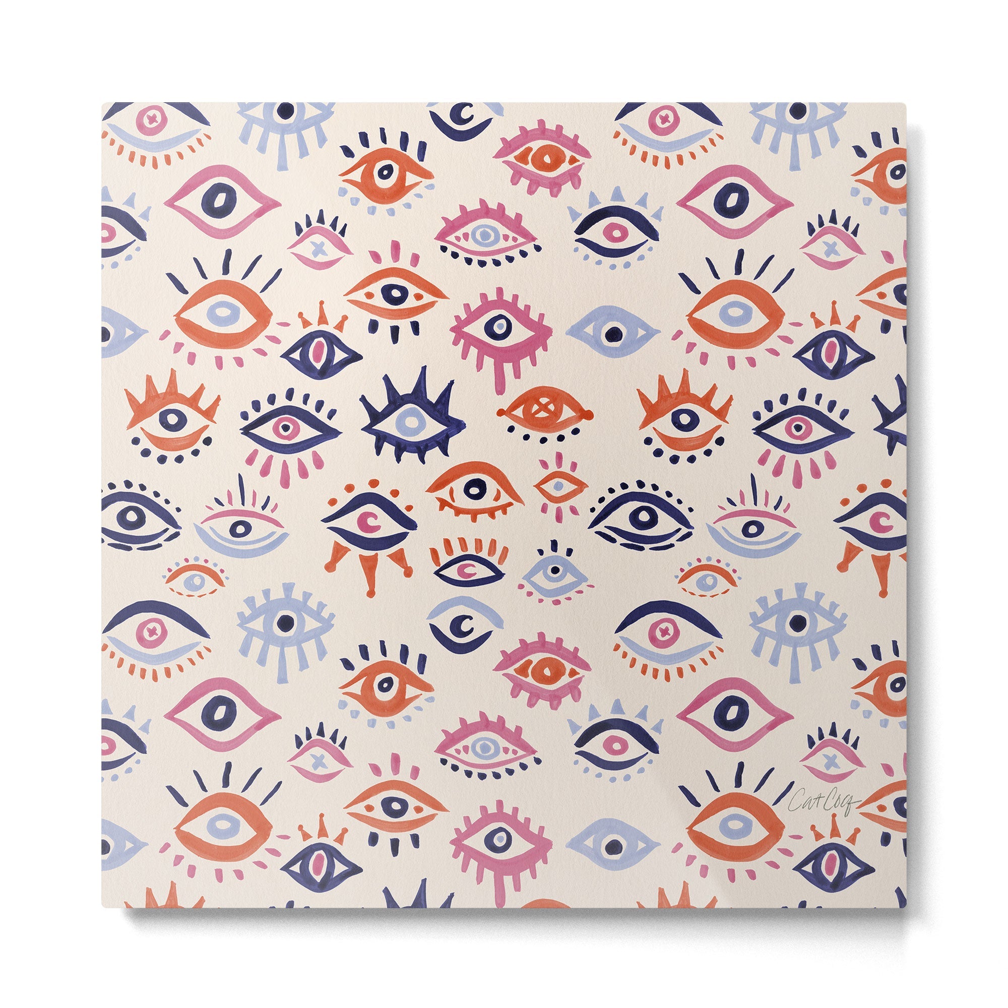 Mystic Eyes - Coral & Navy Metal Print | TeksDecor