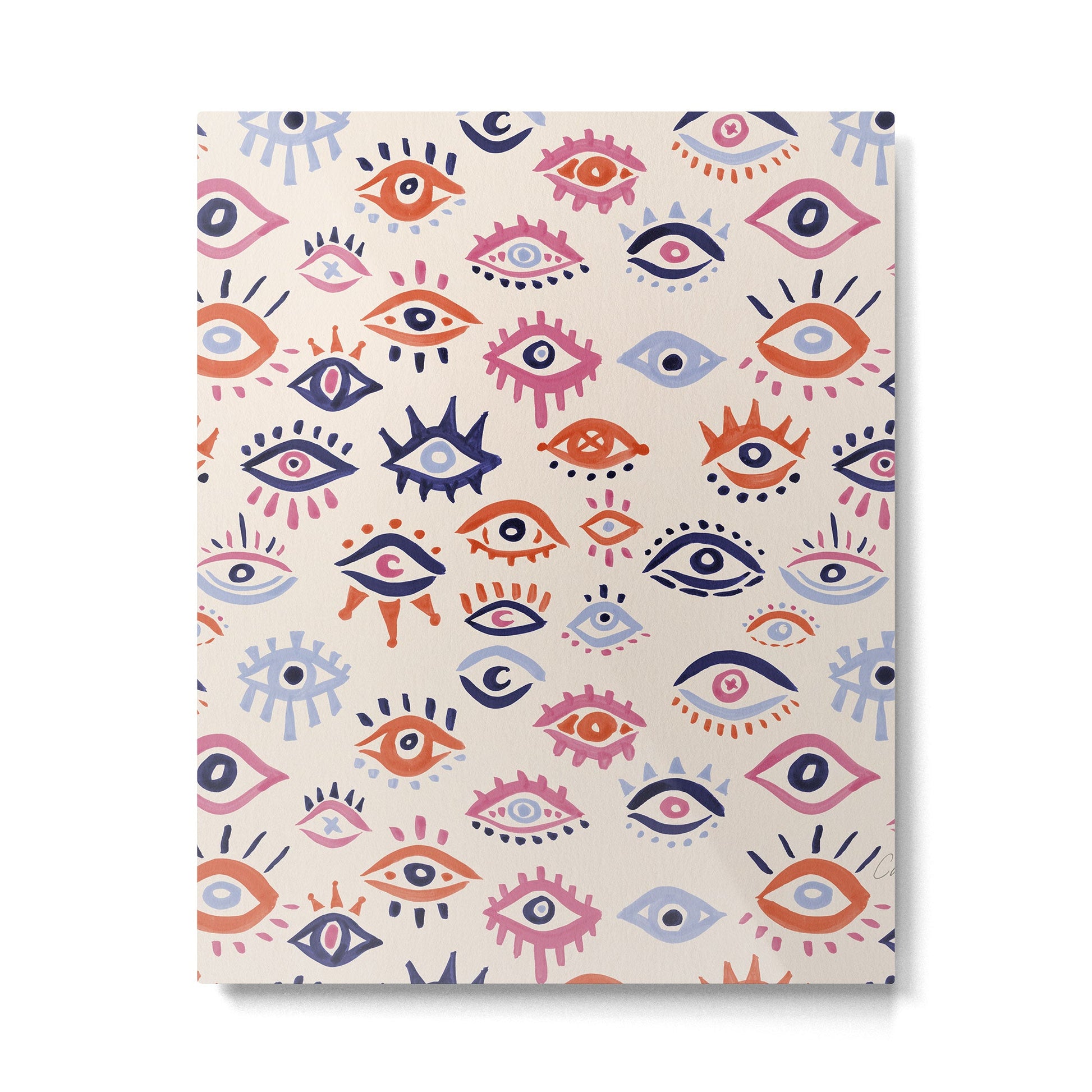 Mystic Eyes - Coral & Navy Metal Print | TeksDecor