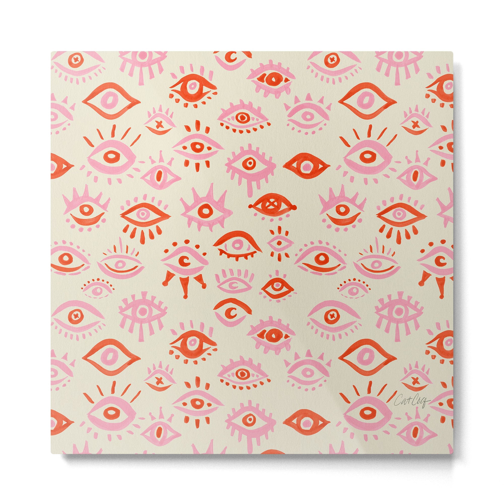 Mystic Eyes - Pink & Red Metal Print | TeksDecor