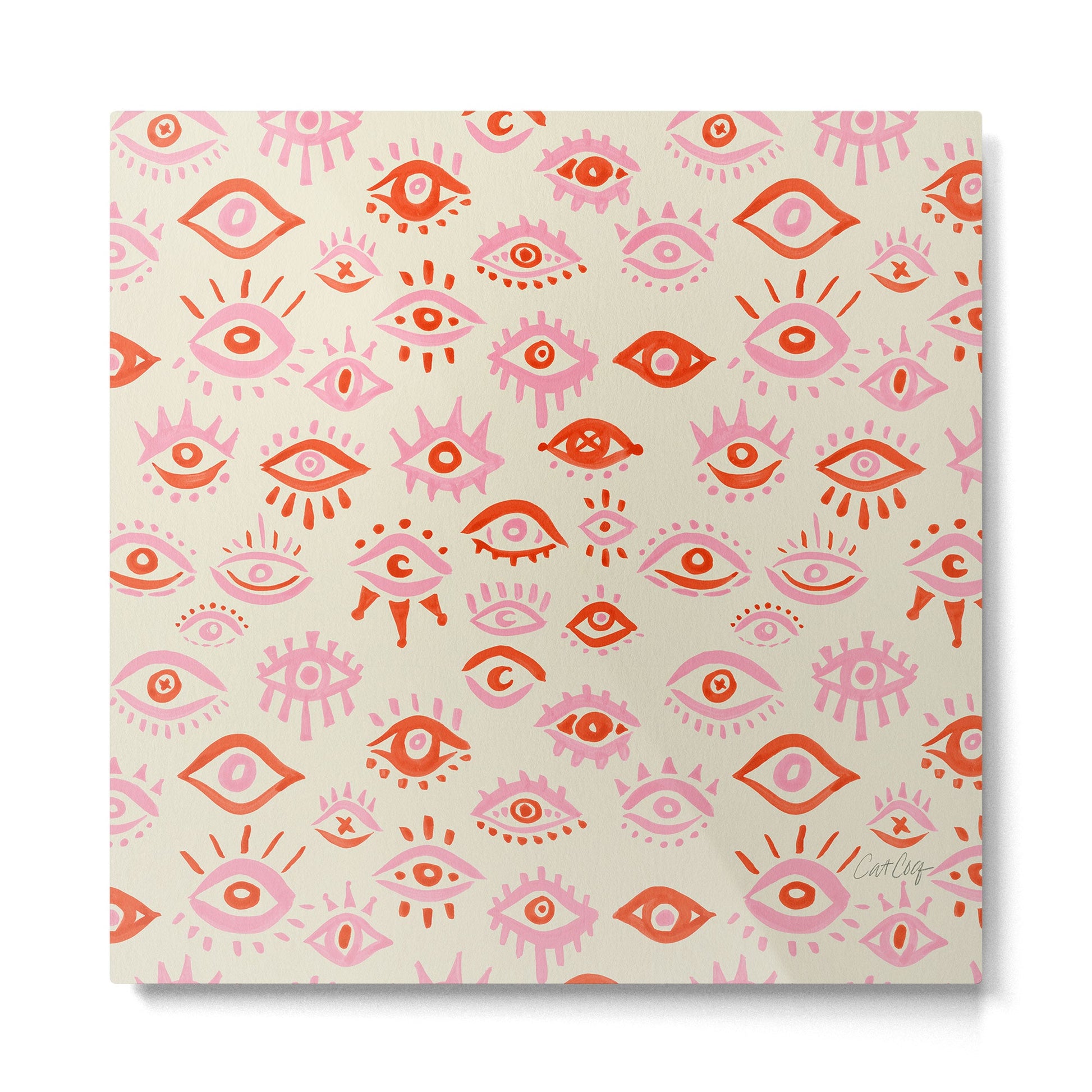 Mystic Eyes - Pink & Red Metal Print | TeksDecor