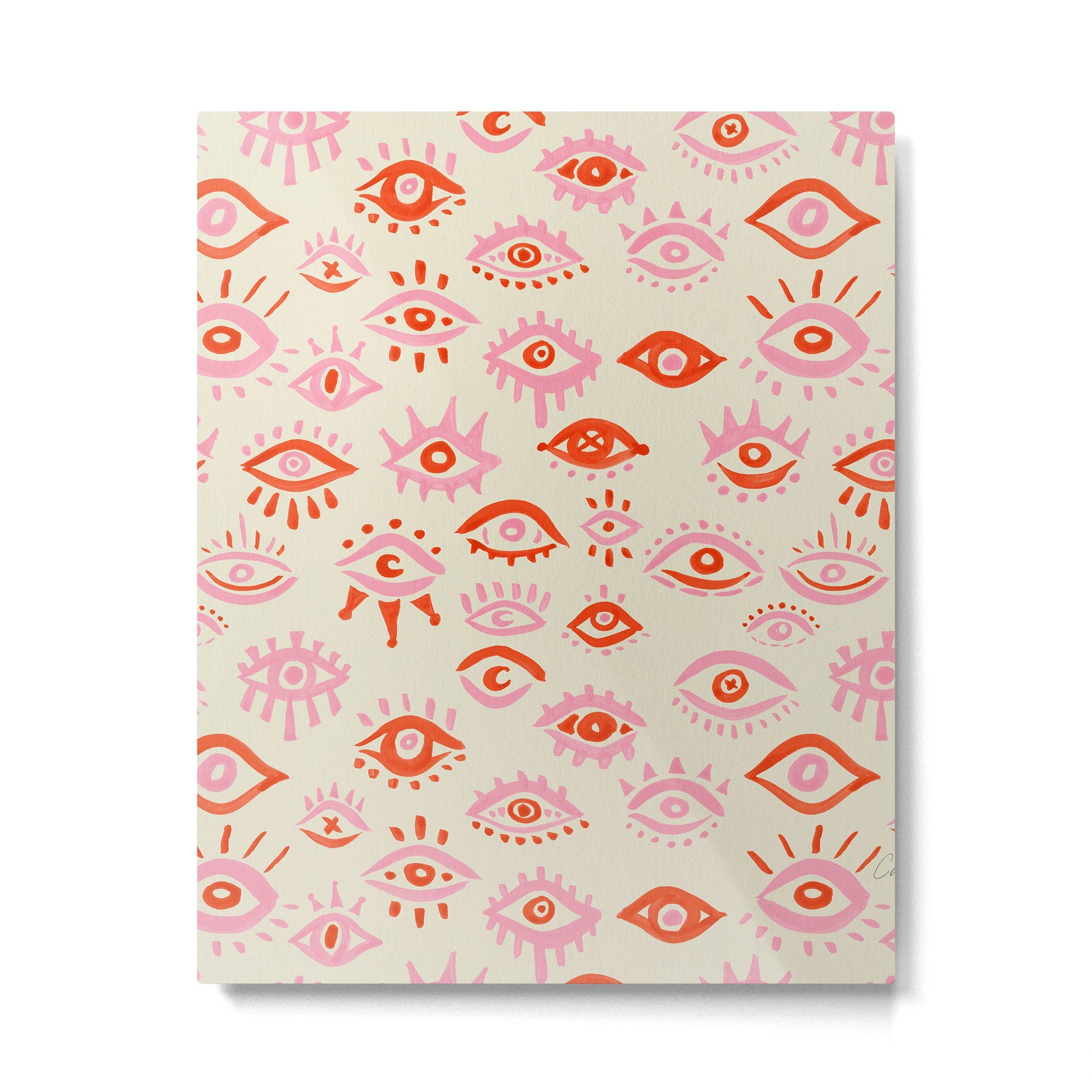Mystic Eyes - Pink & Red Metal Print | TeksDecor
