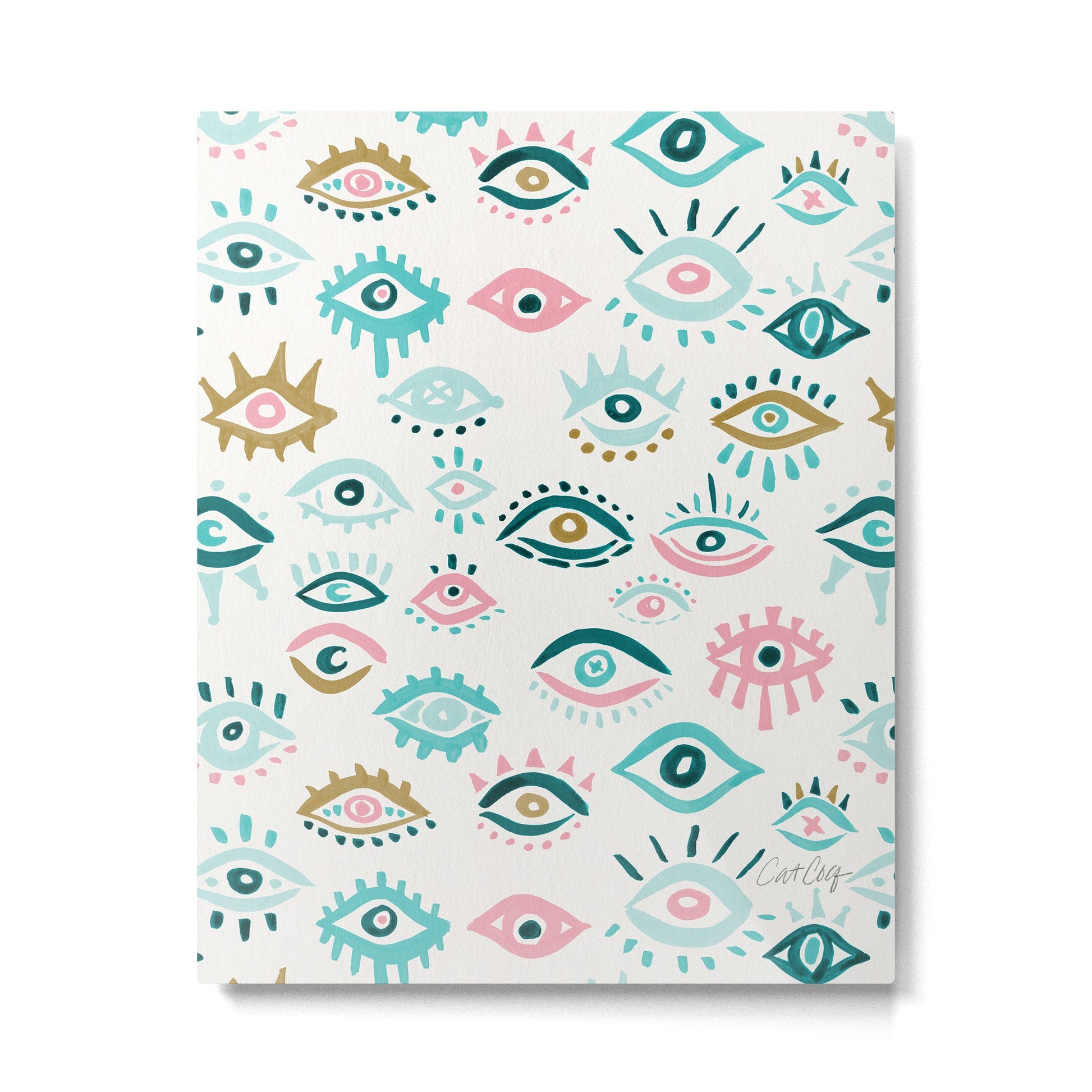 Mystic Eyes - Turquoise & Pink Metal Print | TeksDecor