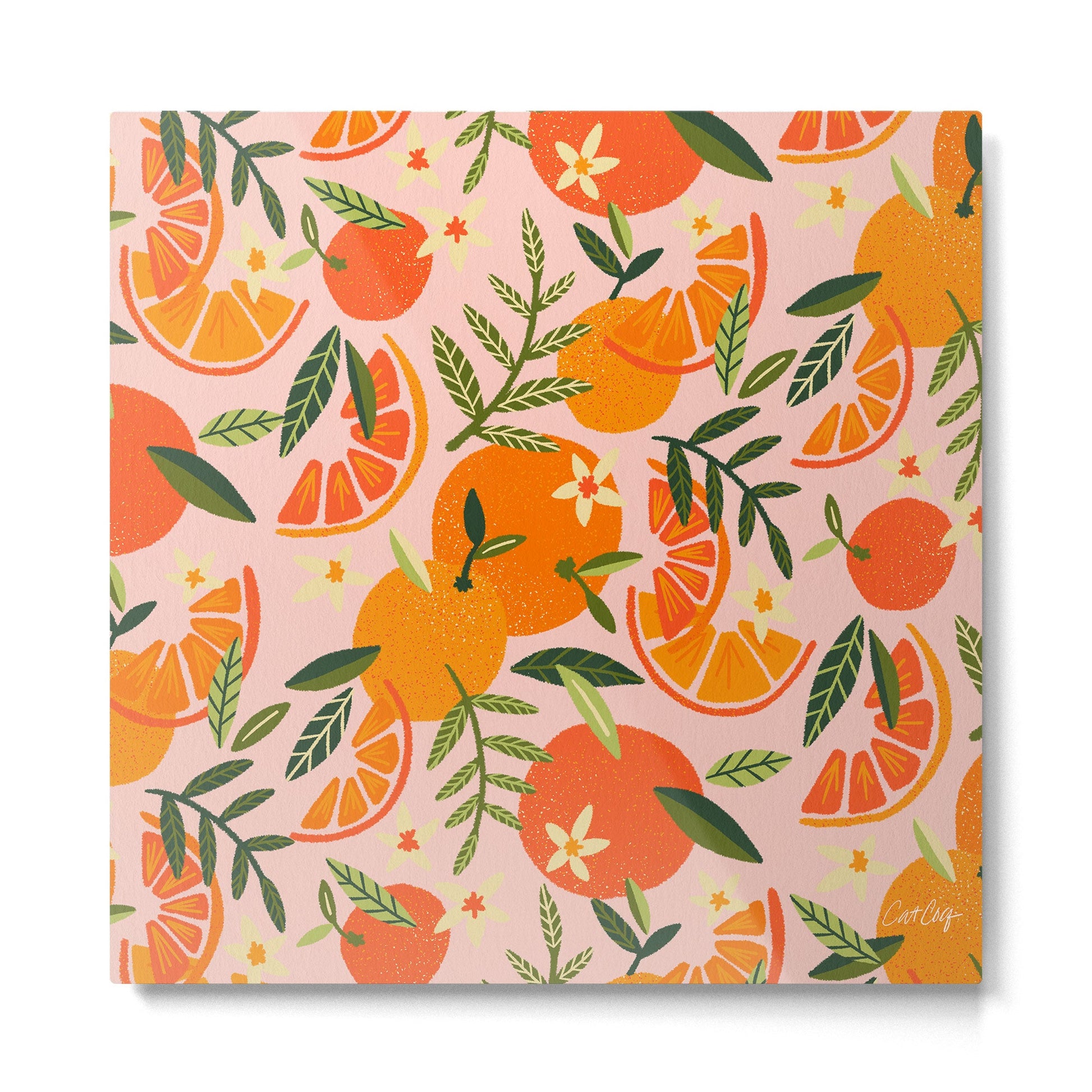 Orange Blooms - Blush Metal Print | TeksDecor