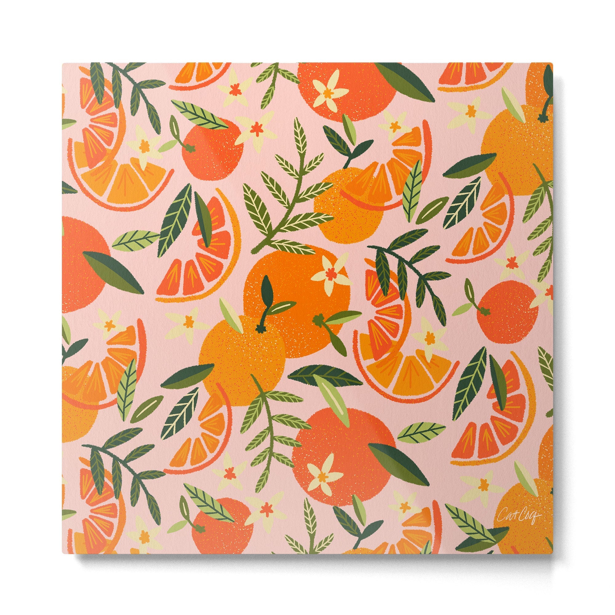 Orange Blooms - Blush Metal Print | TeksDecor