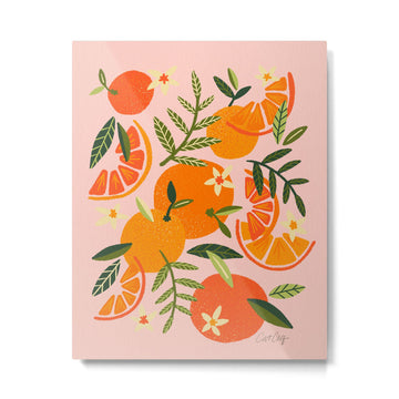 Orange Blooms - Blush Metal Print | TeksDecor
