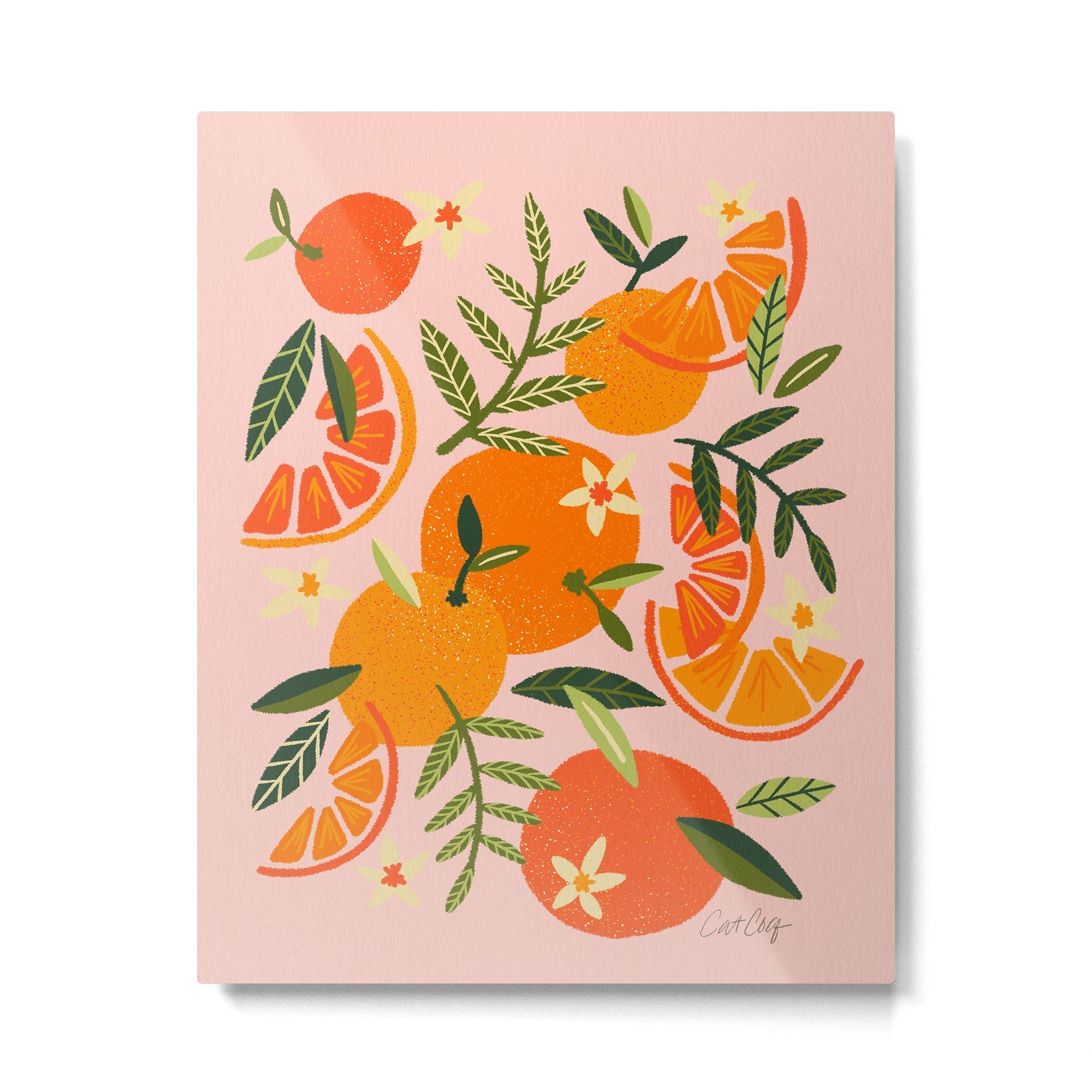 Orange Blooms - Blush Metal Print | TeksDecor