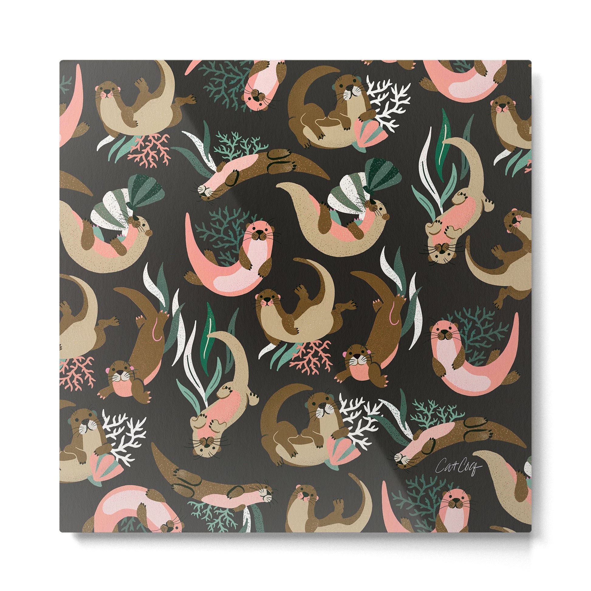 Otter Collection - Charcoal Metal Print | TeksDecor