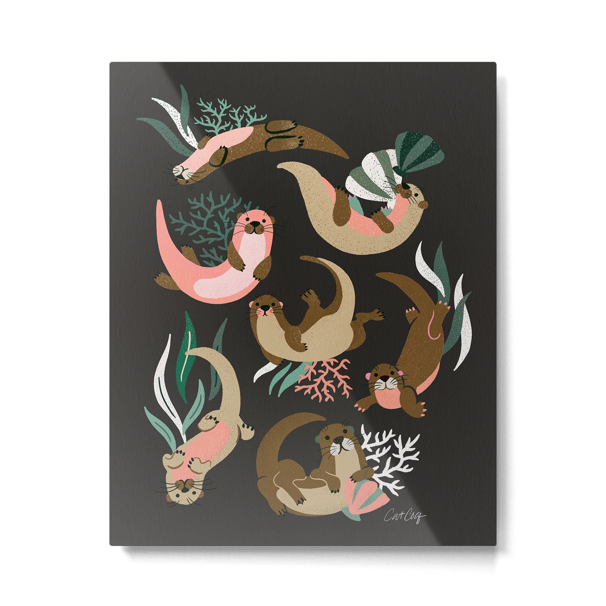 Otter Collection - Charcoal Metal Print | TeksDecor