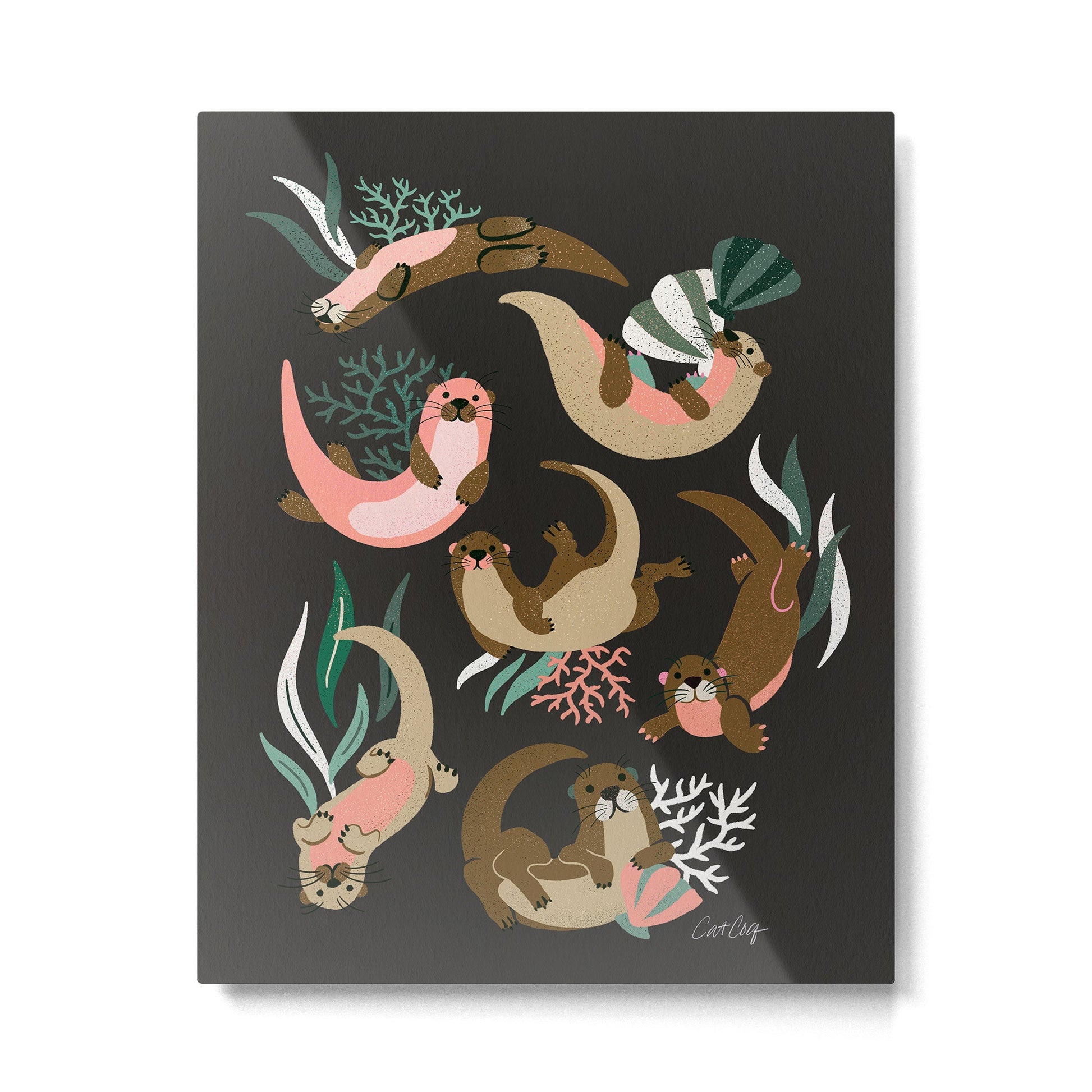 Otter Collection - Charcoal Metal Print | TeksDecor