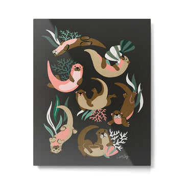 Otter Collection - Charcoal Metal Print | TeksDecor