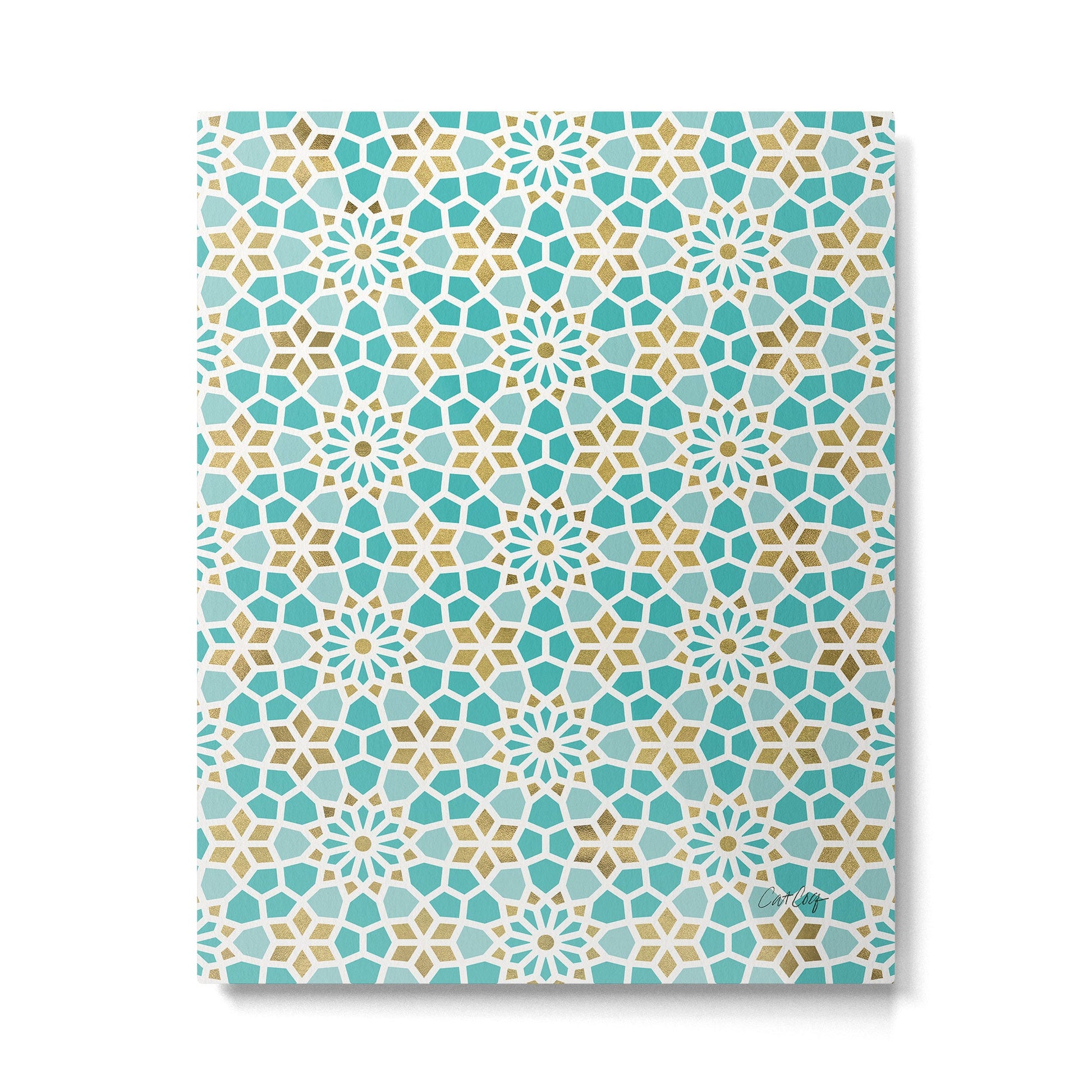 Persian Mosaic - Mint & White Metal Print | TeksDecor