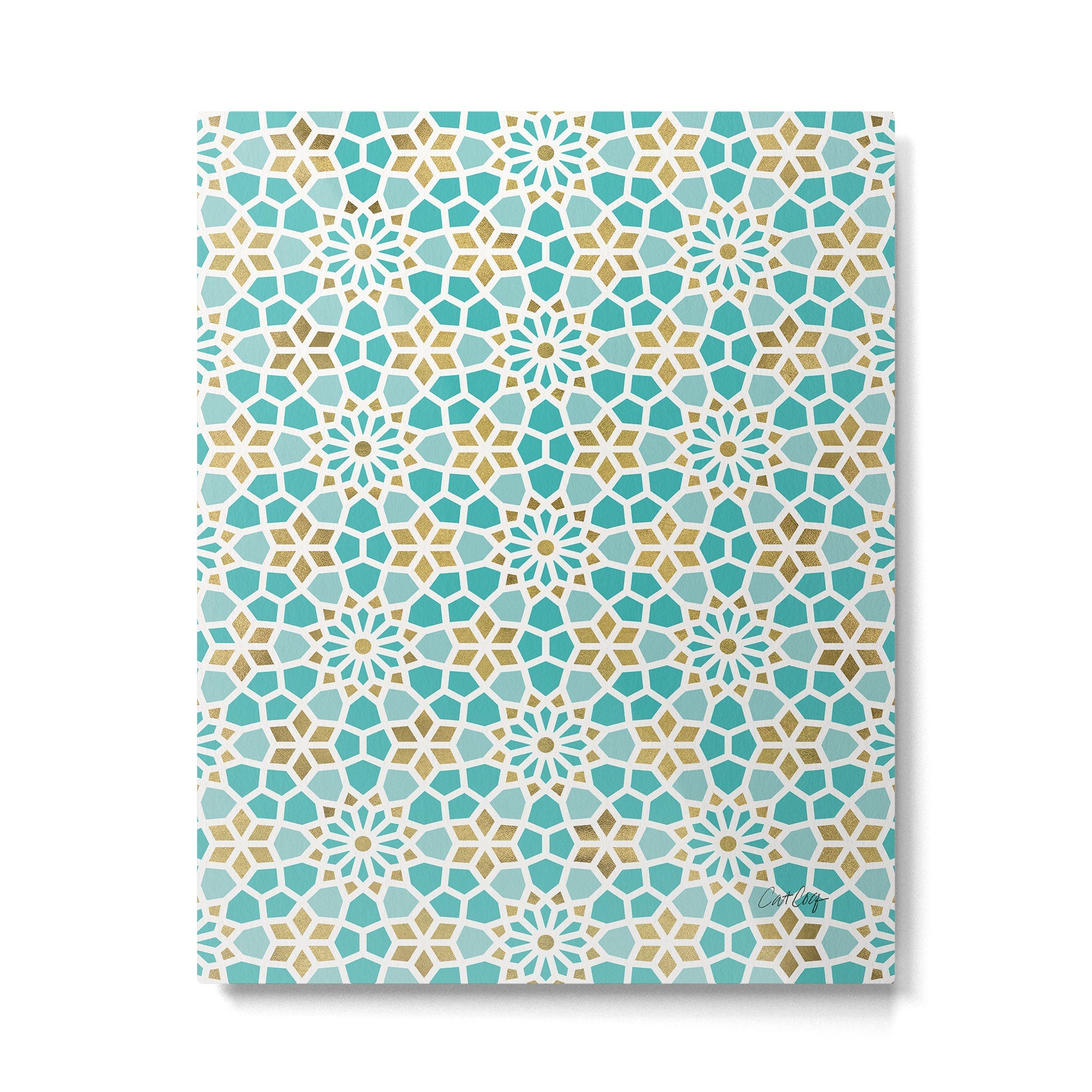 Persian Mosaic - Mint & White Metal Print | TeksDecor