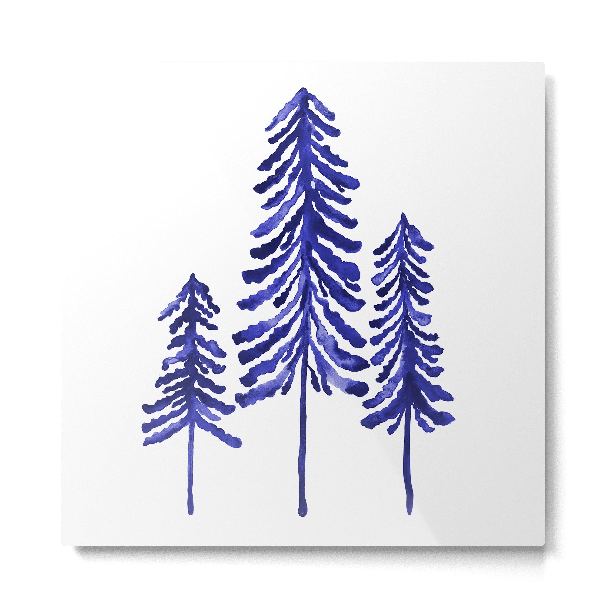Pine Trees - Navy Metal Print | TeksDecor