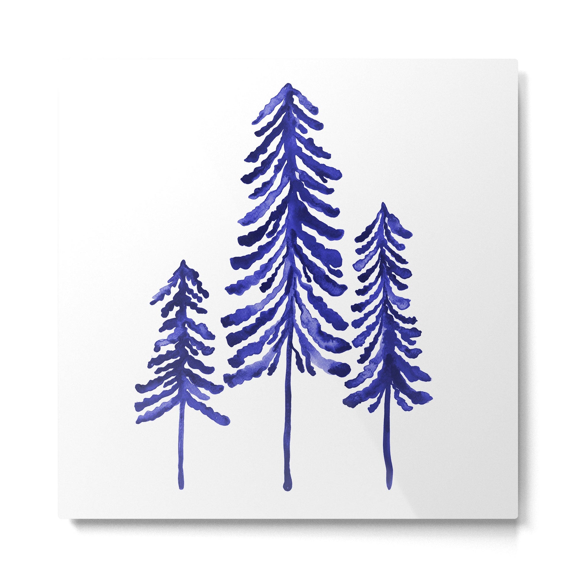 Pine Trees - Navy Metal Print | TeksDecor
