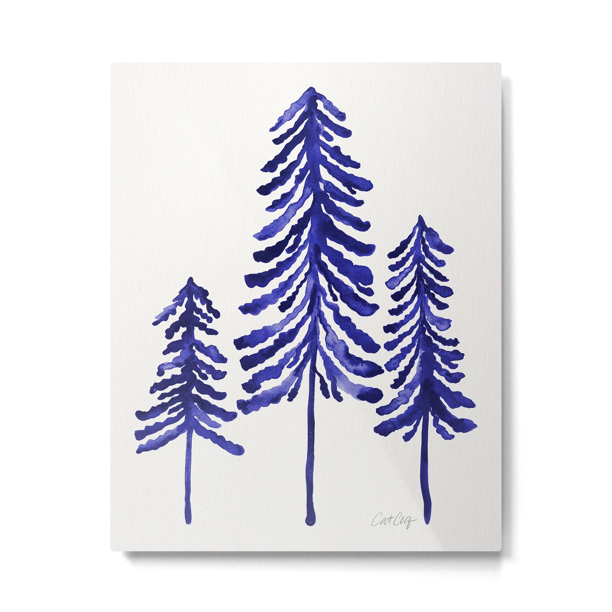 Pine Trees - Navy Metal Print | TeksDecor