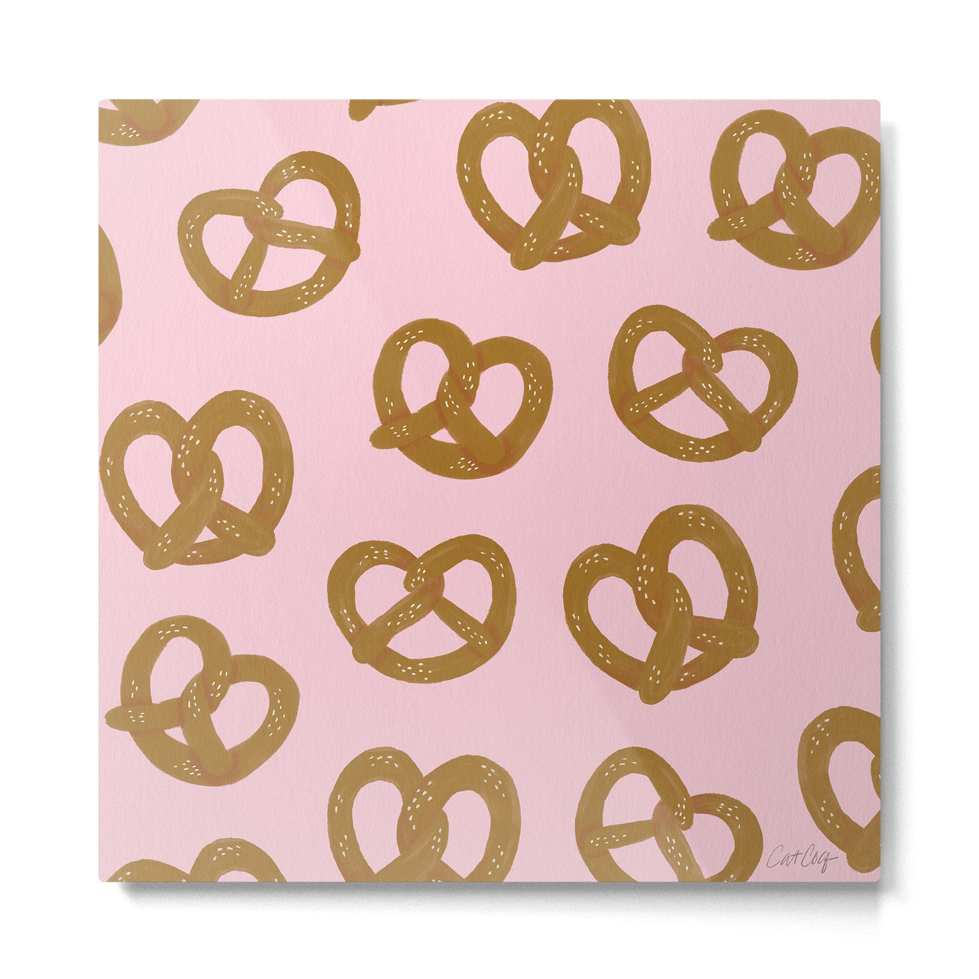 Pretzel Pattern - Blush Metal Print | TeksDecor