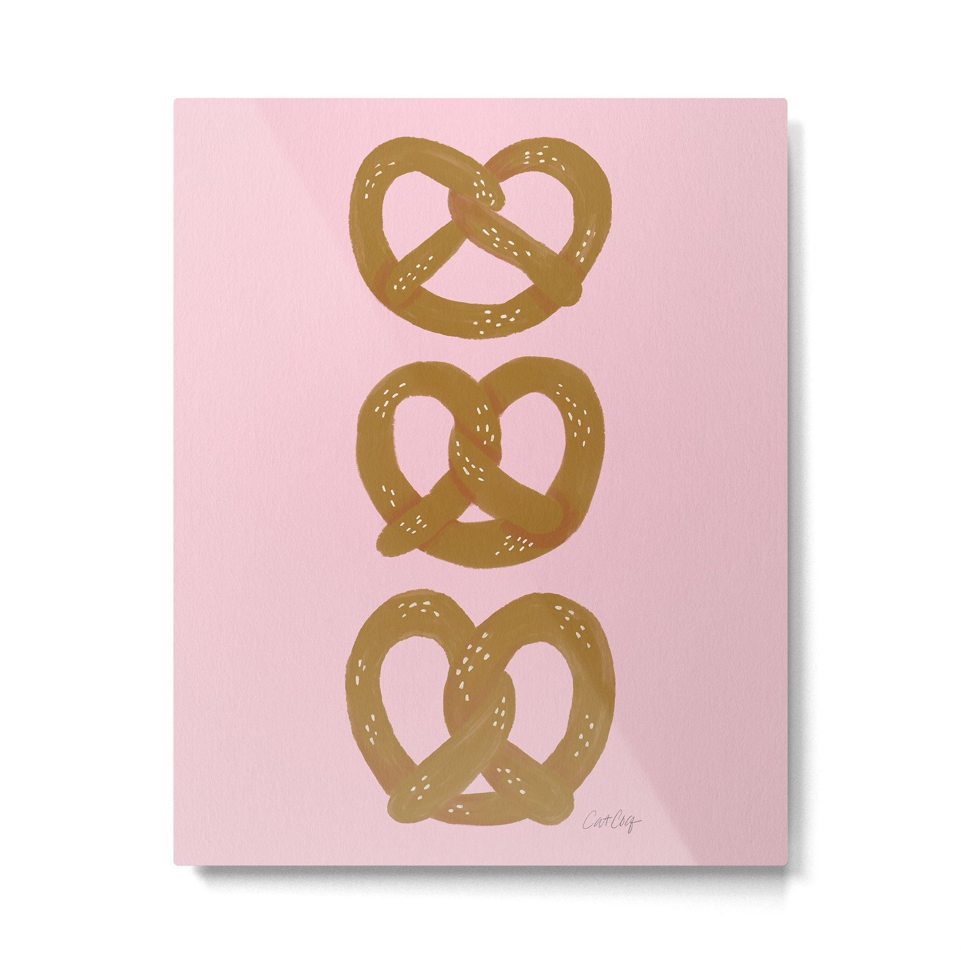 Pretzel Pattern - Blush Metal Print | TeksDecor