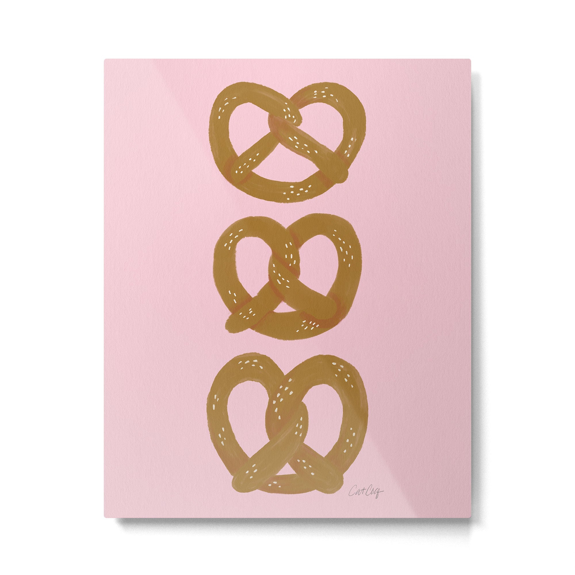 Pretzel Pattern - Blush Metal Print | TeksDecor
