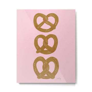 Pretzel Pattern - Blush Metal Print | TeksDecor