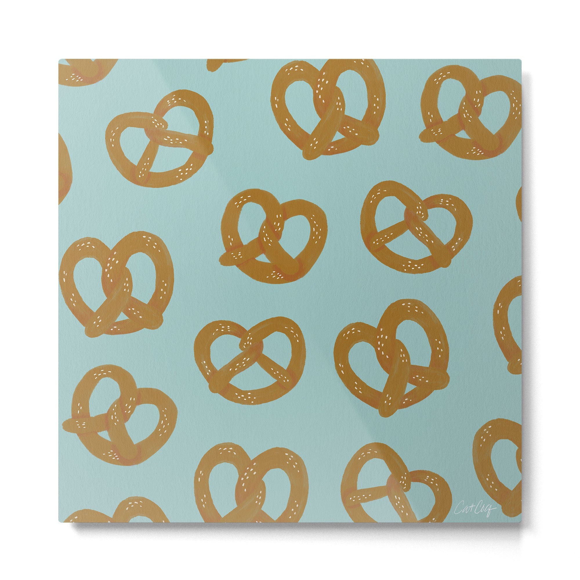 Pretzel Pattern - Mint Metal Print | TeksDecor