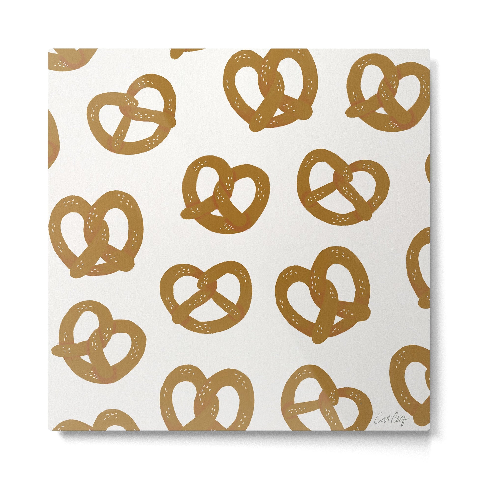 Pretzel Pattern - White Metal Print | TeksDecor