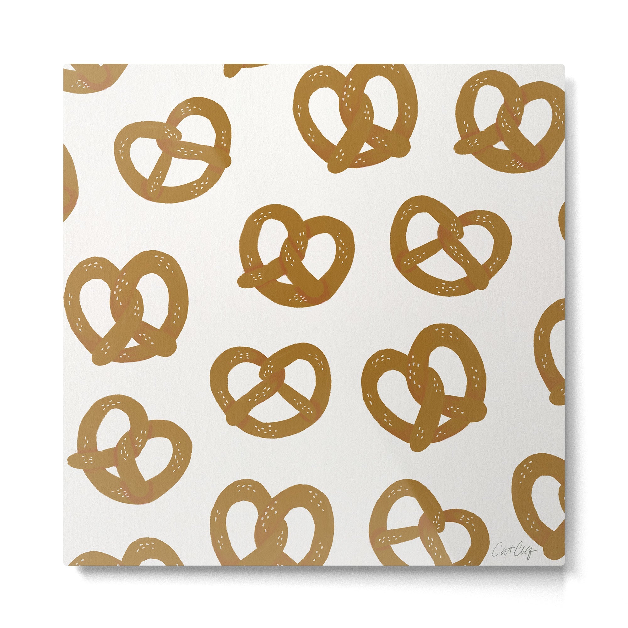 Pretzel Pattern - White Metal Print | TeksDecor