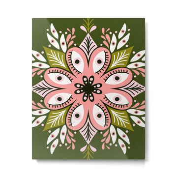 Psychedelic Mandala - Sage & Pink Metal Print | TeksDecor