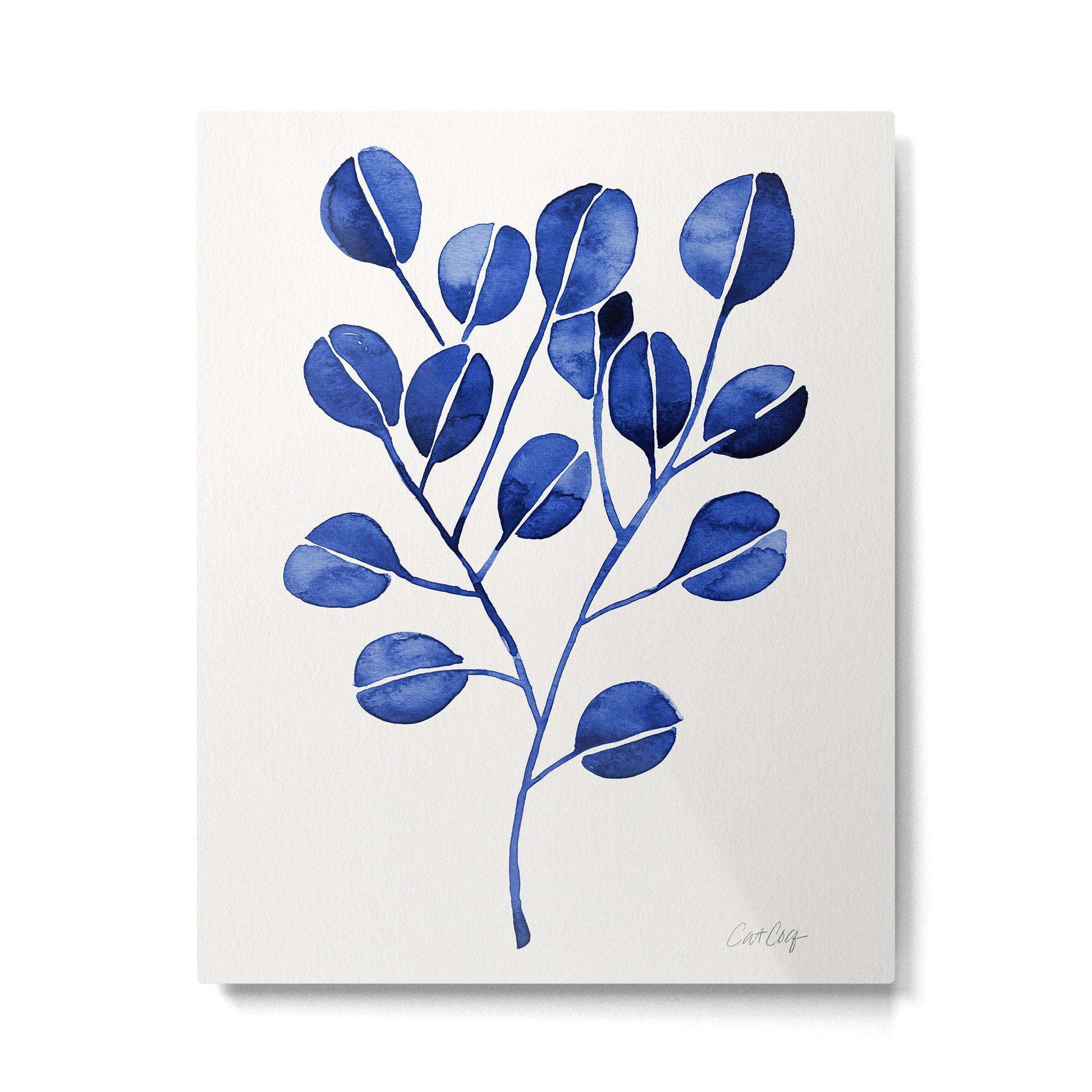 Silver Dollar Eucalyptus - Navy Metal Print | TeksDecor
