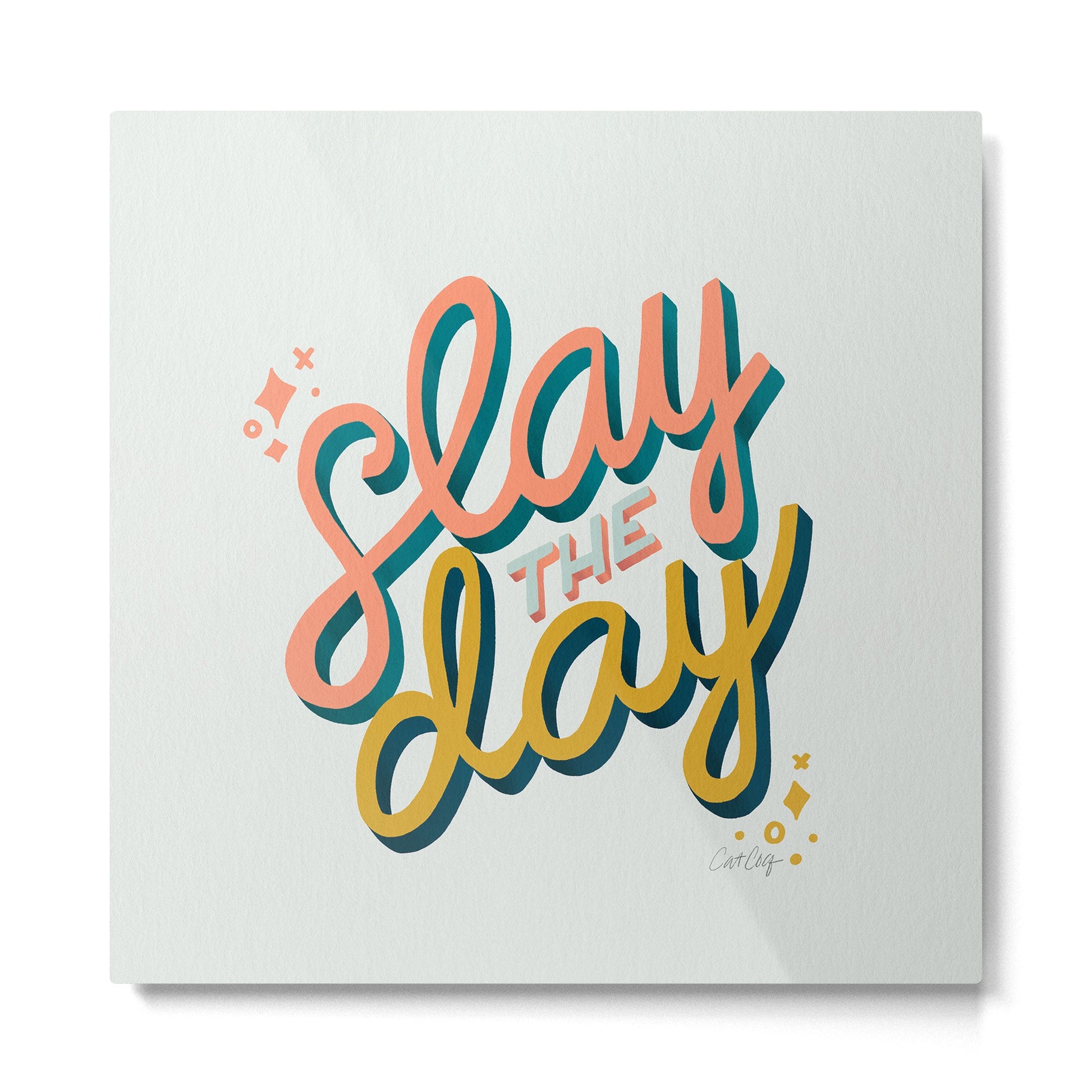 Slay the Day - Marigold & Blush Metal Print | TeksDecor