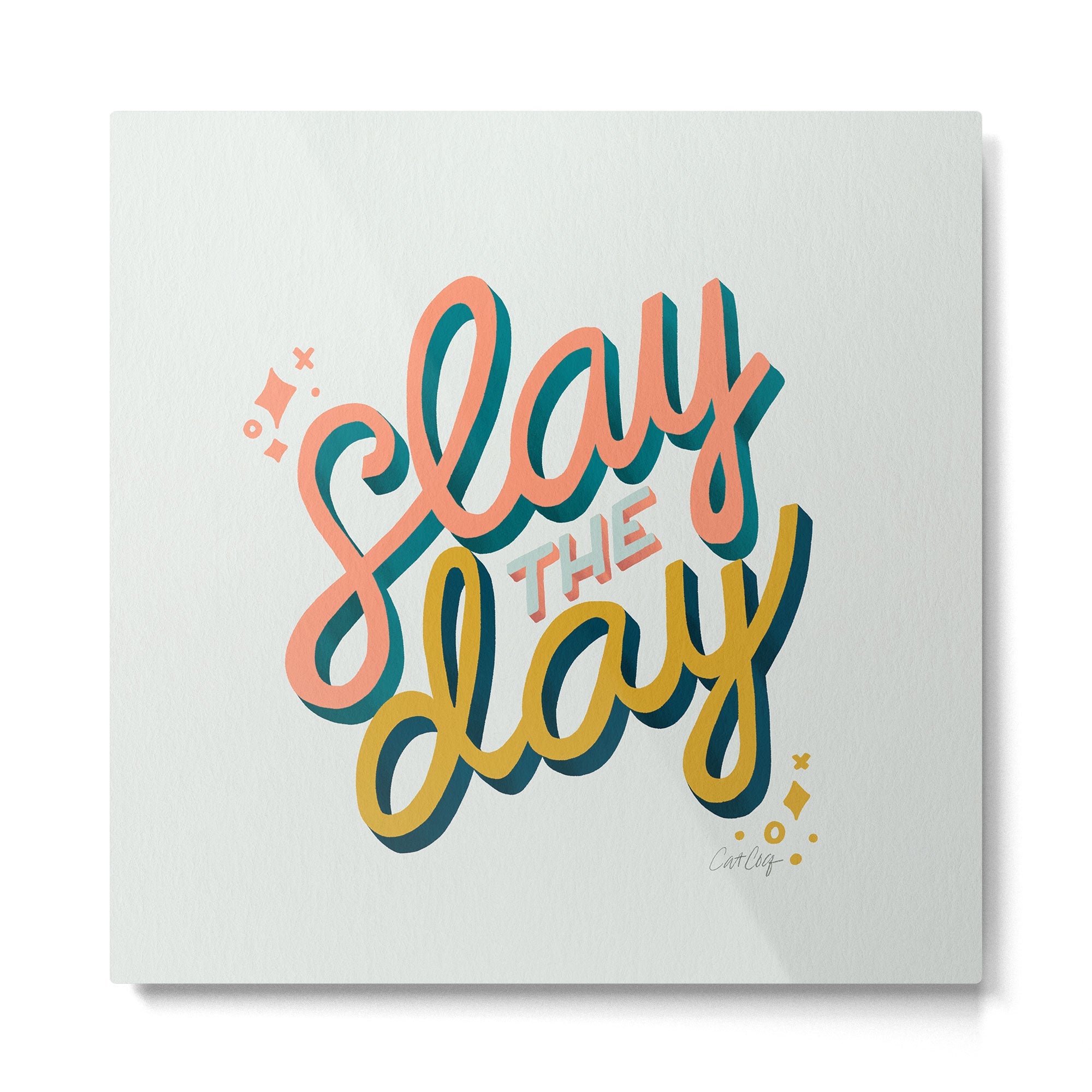 Slay the Day - Marigold & Blush Metal Print | TeksDecor