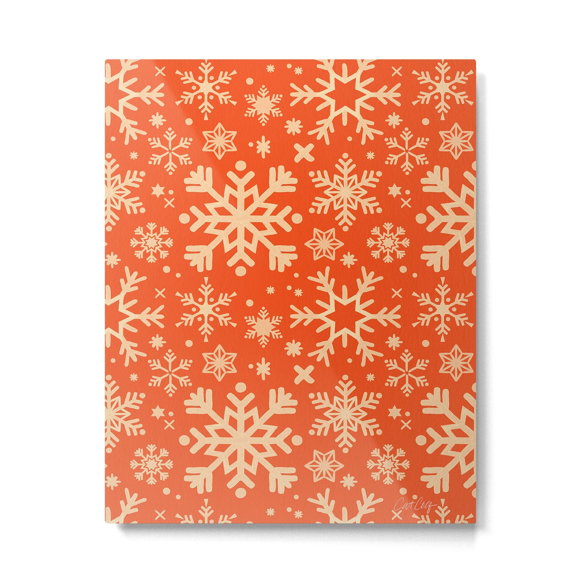Snowflake Collection - Coral & Cream Metal Print | TeksDecor