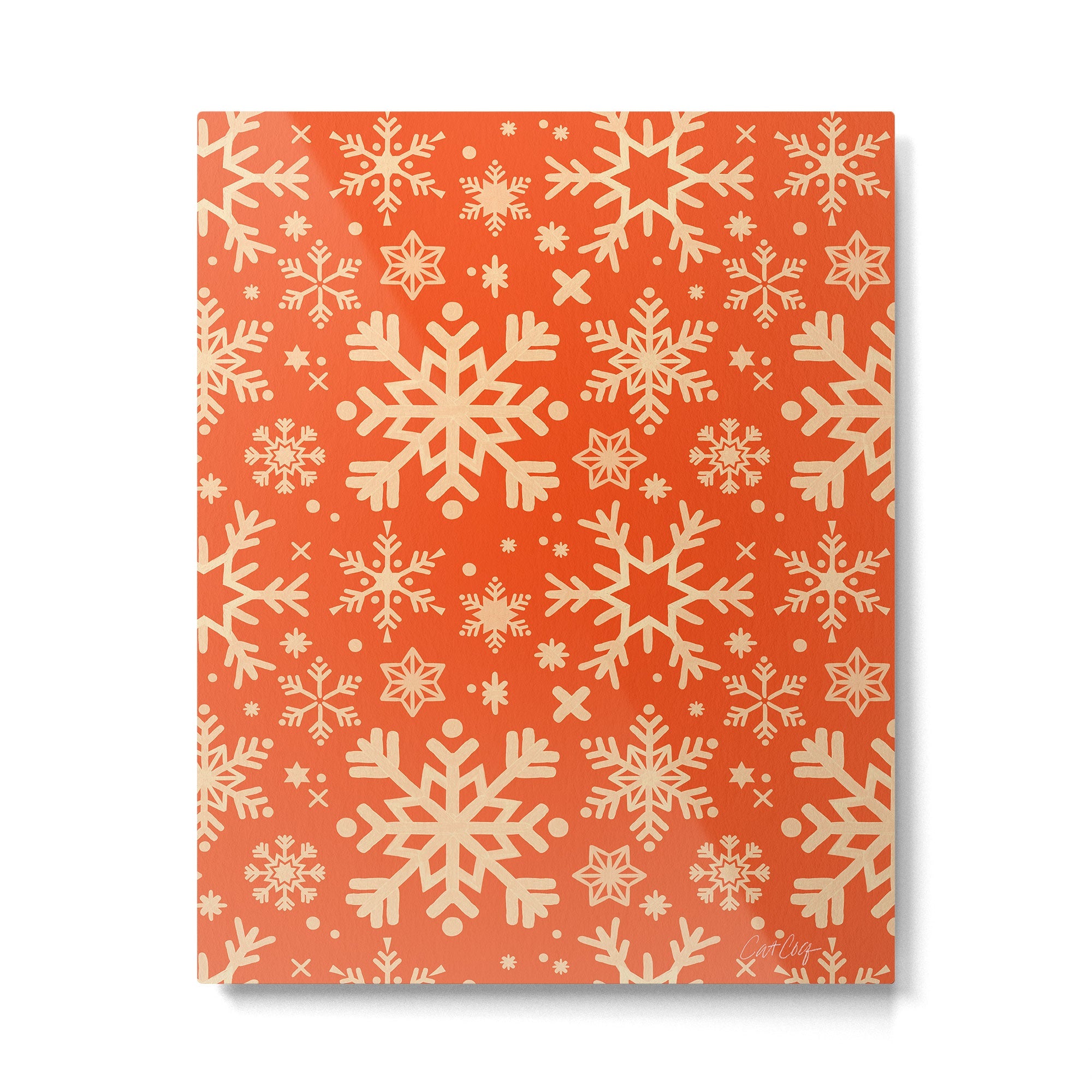 Snowflake Collection - Coral & Cream Metal Print | TeksDecor