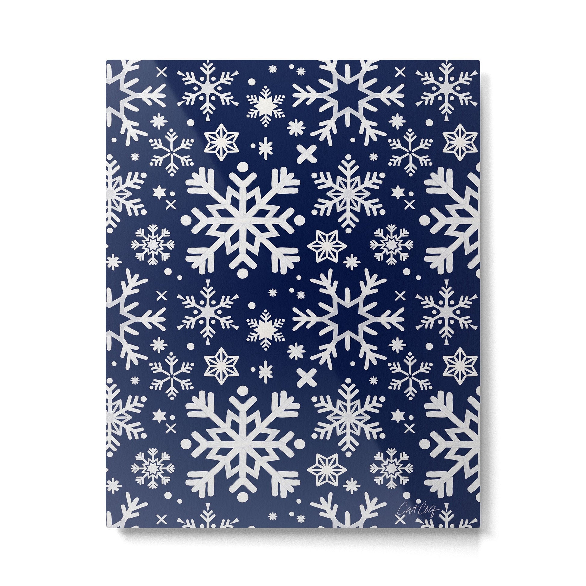 Snowflake Collection - Navy Metal Print | TeksDecor