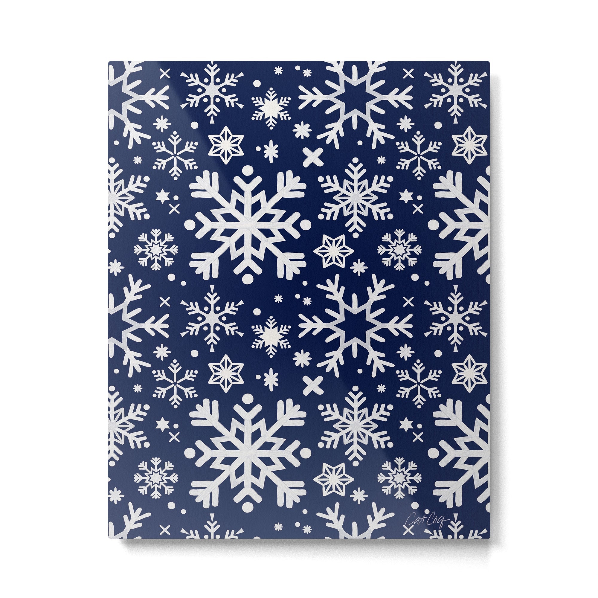 Snowflake Collection - Navy Metal Print | TeksDecor
