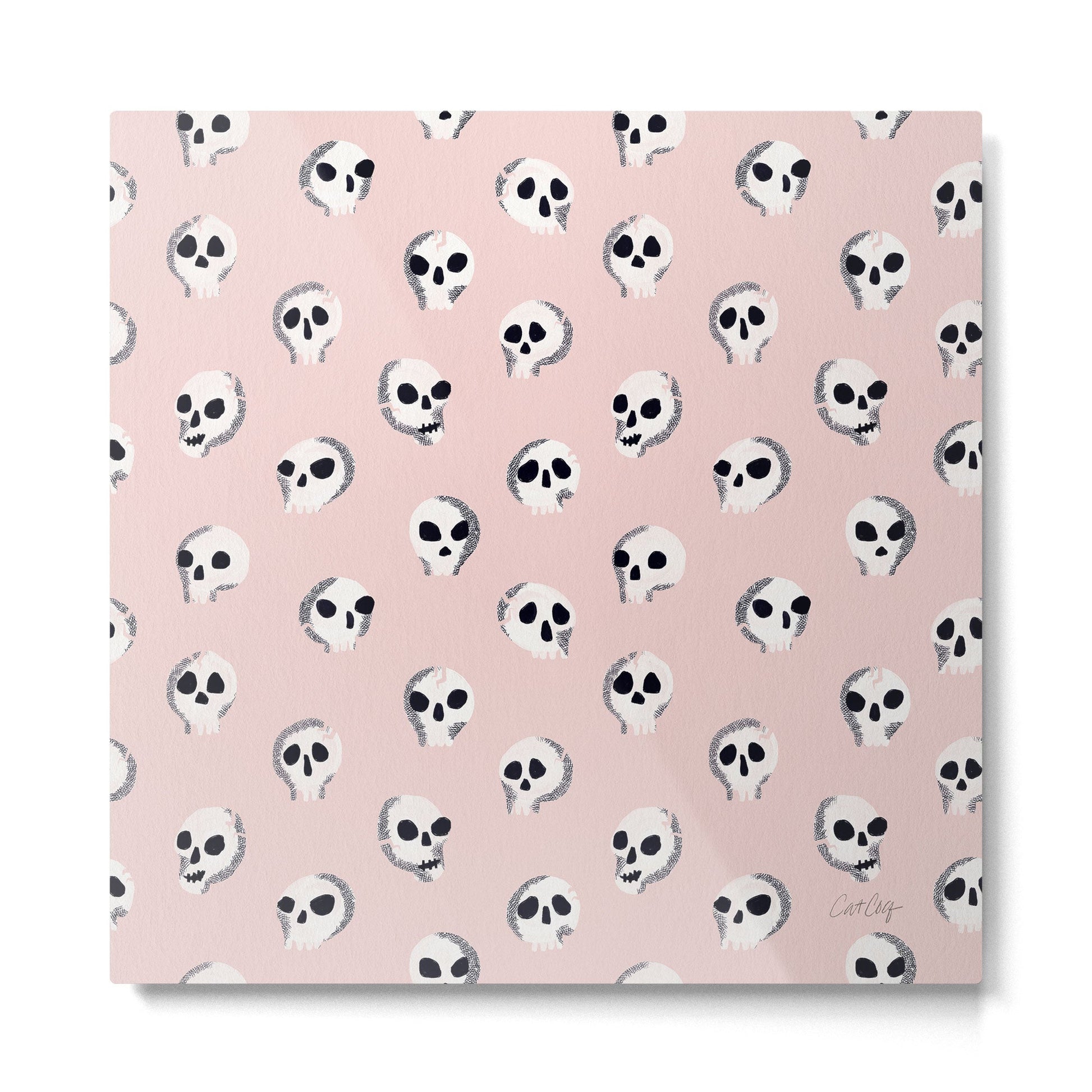 Spooky Skulls - Blush Metal Print | TeksDecor