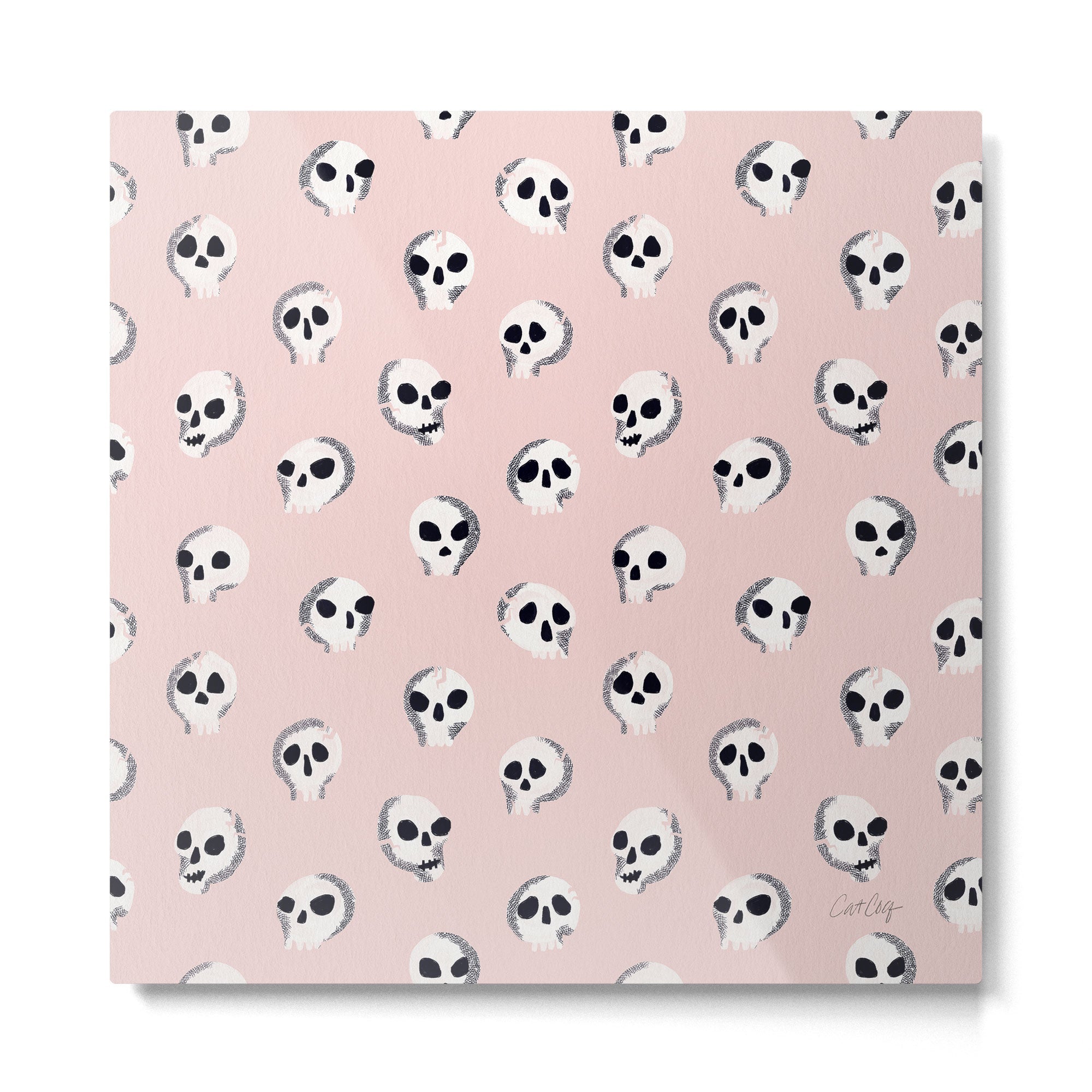 Spooky Skulls - Blush Metal Print | TeksDecor