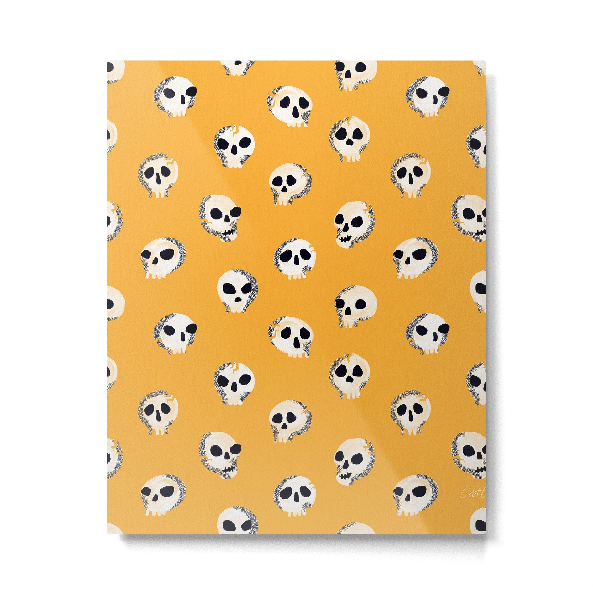 Spooky Skulls - Marigold Metal Print | TeksDecor