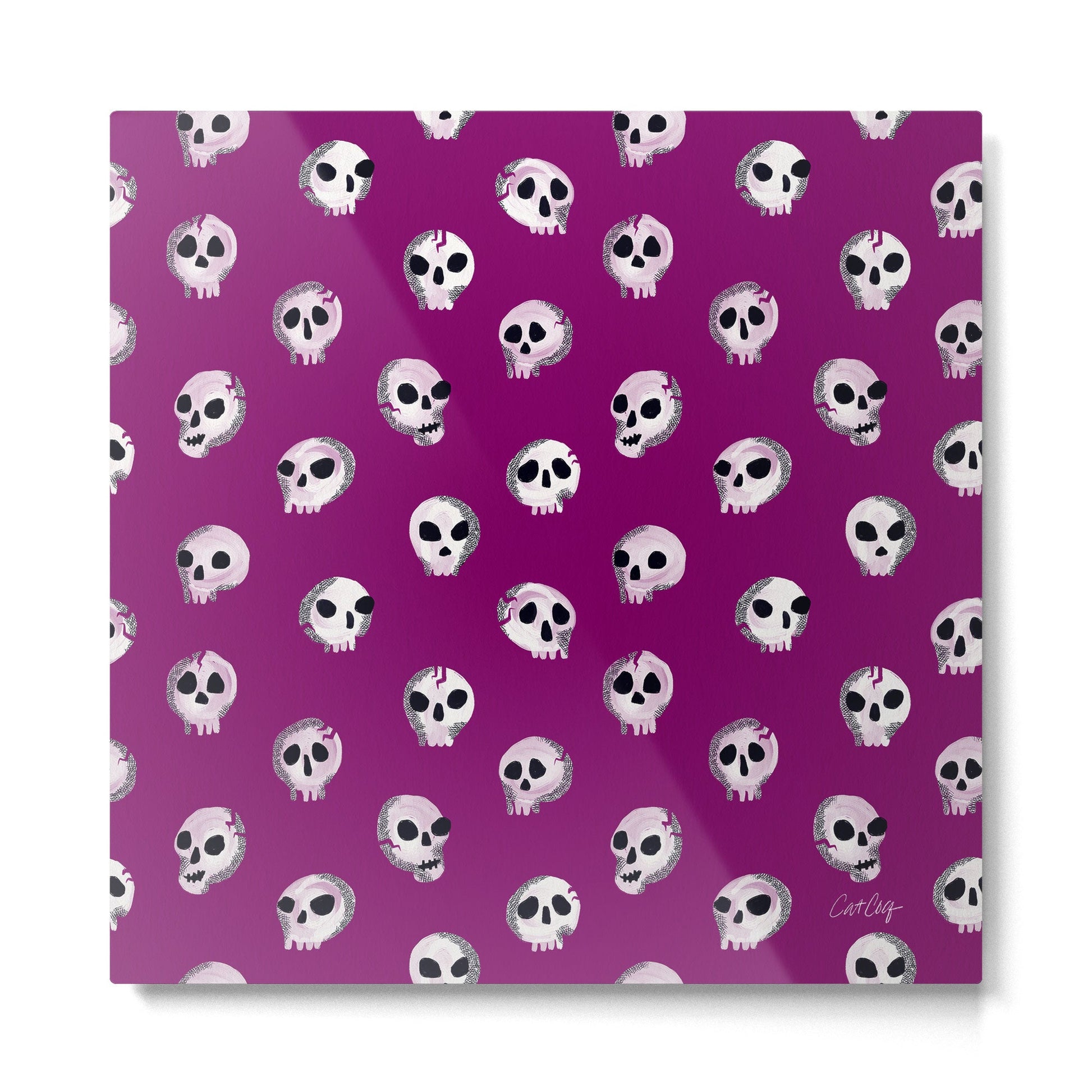 Spooky Skulls - Purple Metal Print | TeksDecor