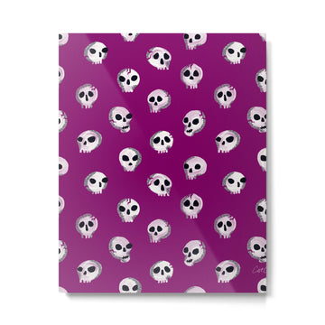 Spooky Skulls - Purple Metal Print | TeksDecor