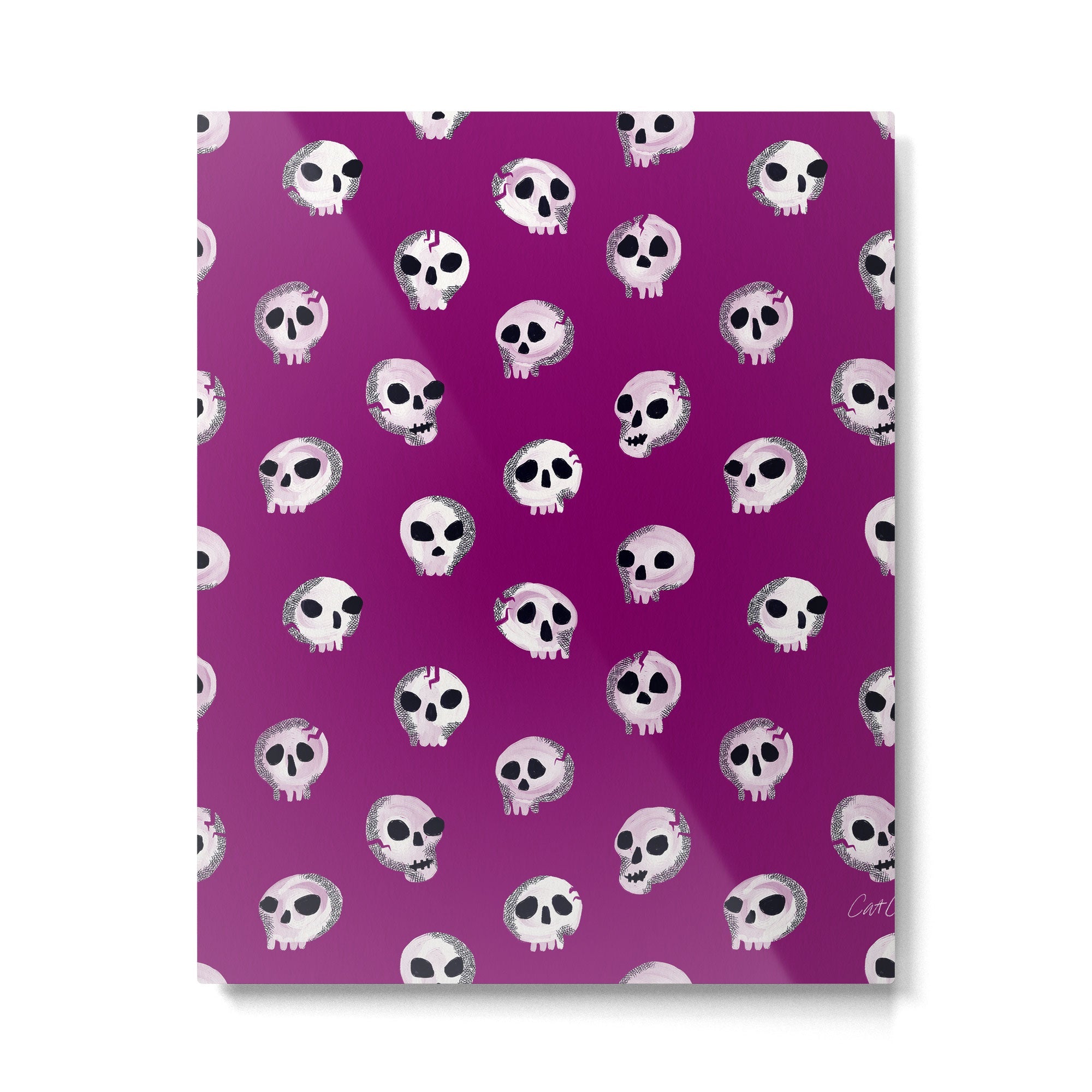 Spooky Skulls - Purple Metal Print | TeksDecor
