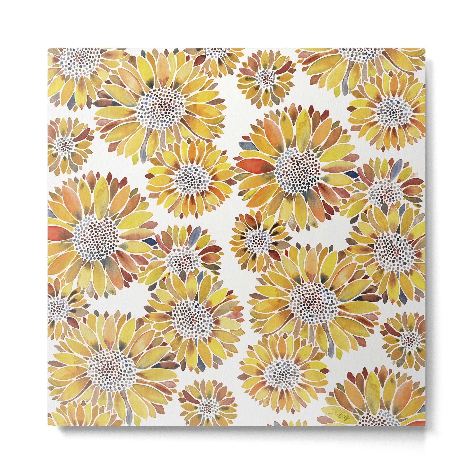Sunflower Blooms - Yellow Metal Print | TeksDecor